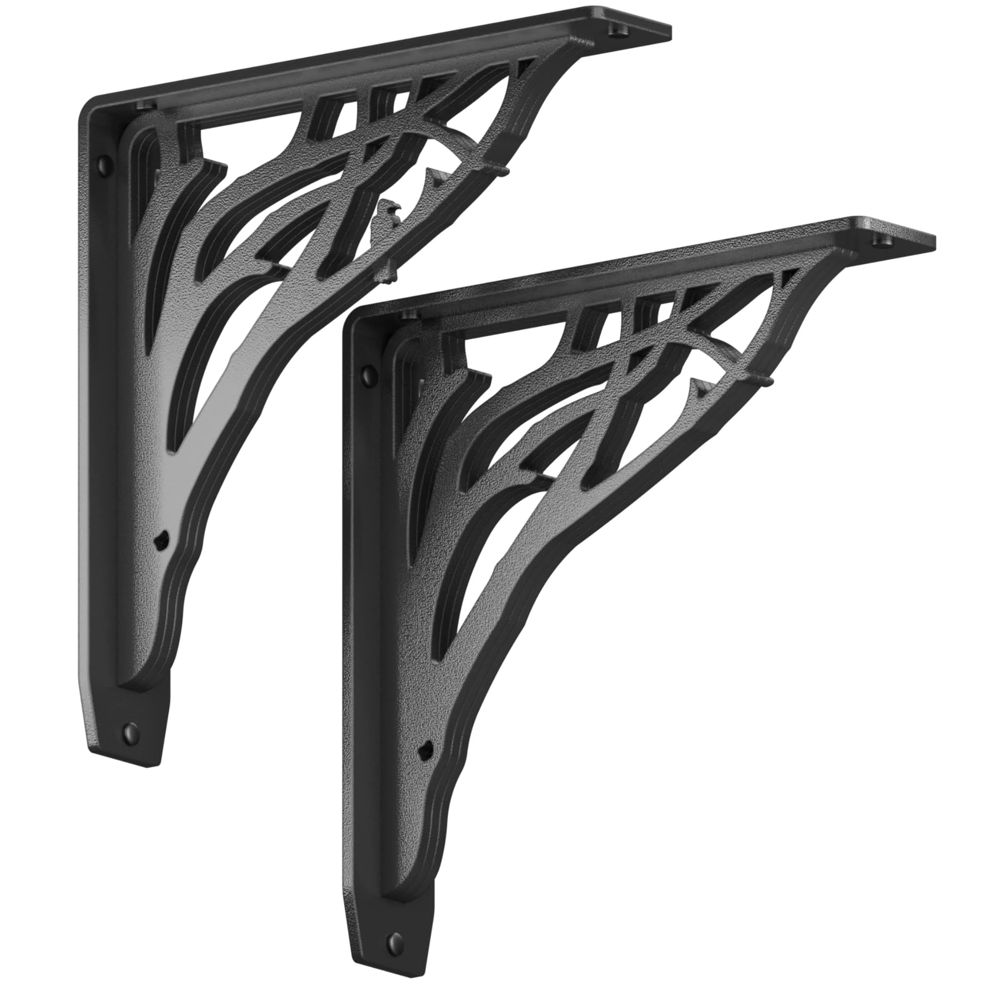 Starby Angel Oak Heavy Duty Shelf Bracket Kit - 10x10 Inch Metal Shelving Brackets (Set of 2) - Decorative Countertop Corbel & Mantel Support with Cast Iron Finish - Perfect for Kitchen Shelves, Bookshelves & Wall Mounting