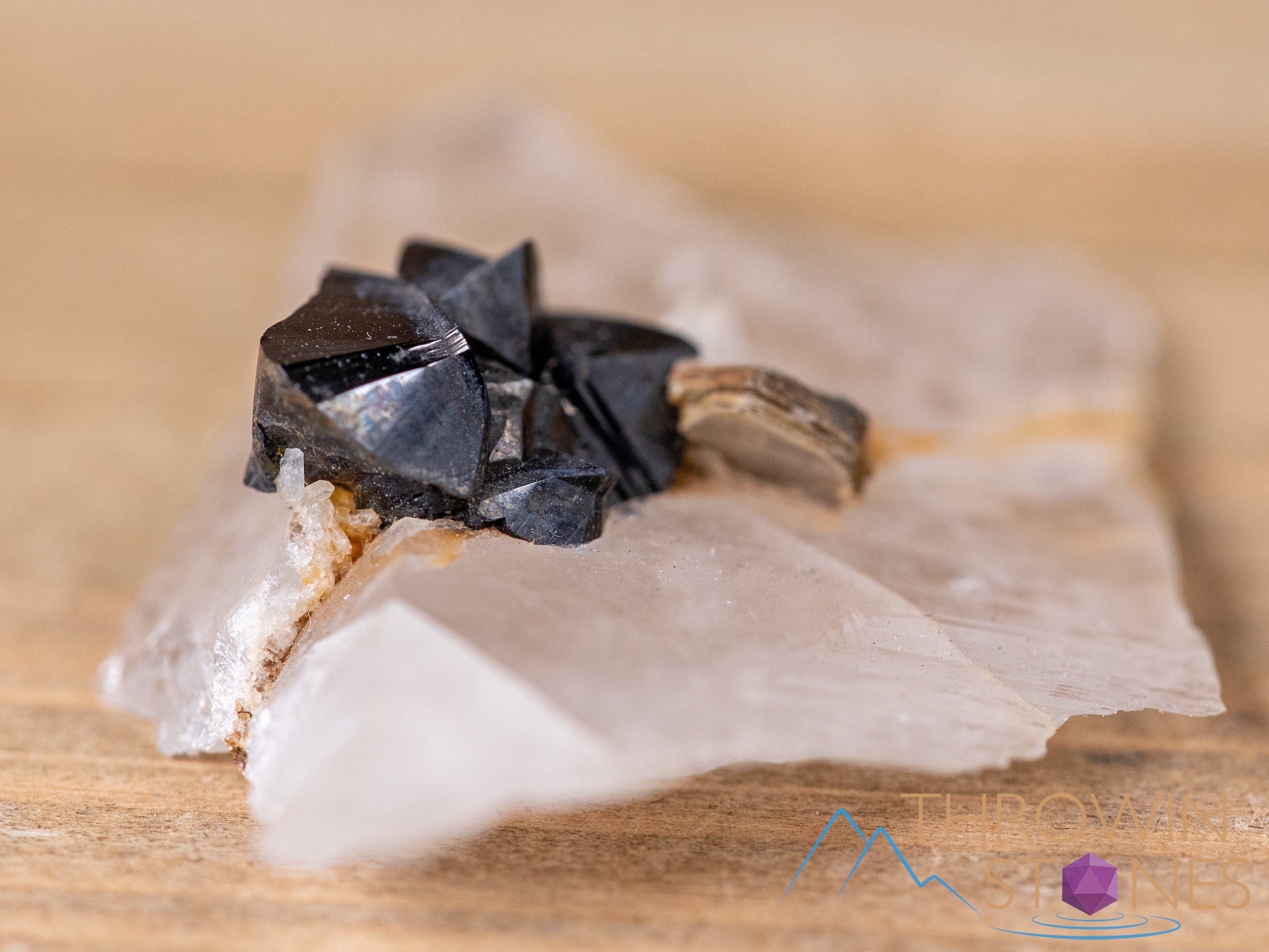 Natural Cassiterite on Quartz Raw Crystal Cluster - Healing Stone Collection, Mineral Specimen for Home Decor, Housewarming Gift, Meditation & Energy Work