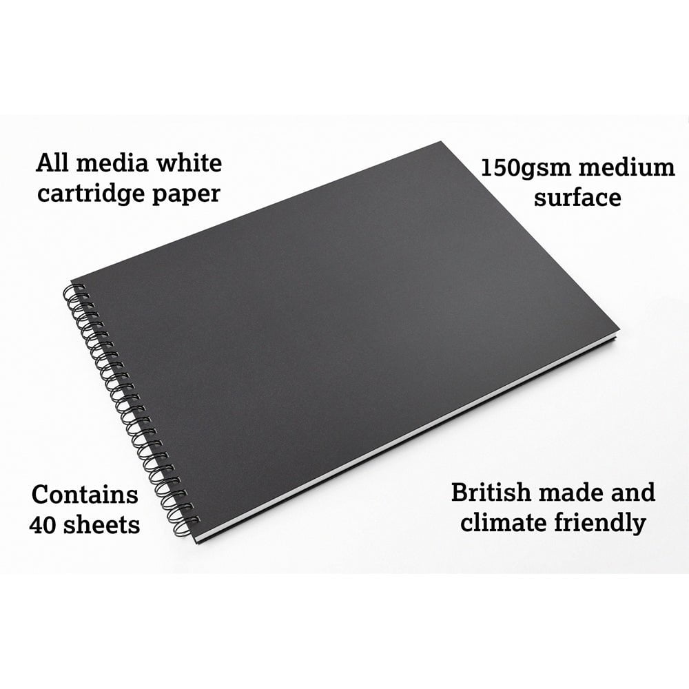 Premium A3 Landscape Sketchbook - 80 Pages (40 Sheets) 150gsm White Paper for Artists, Drawing & Sketching - Perfect for Travel, Studio & Outdoor Art Projects