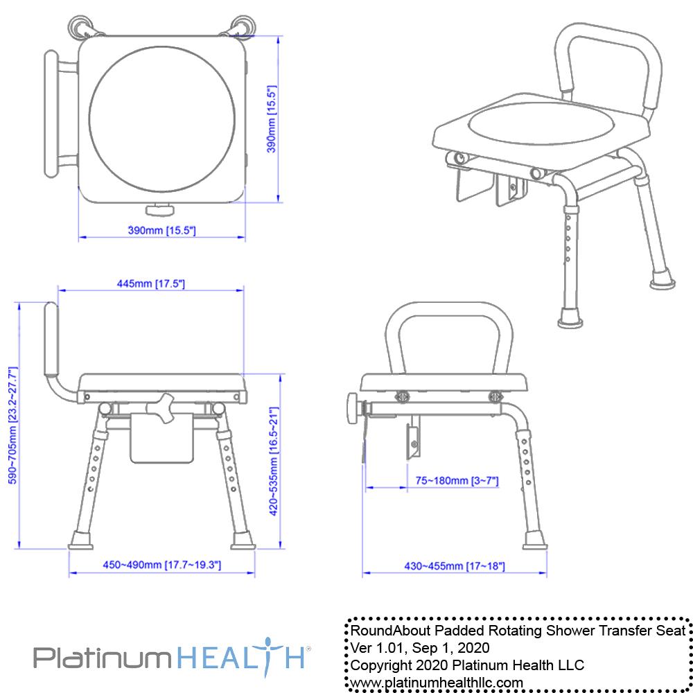 Roundabout™ Rotating Bathtub Transfer Seat - Safe Swivel Shower Chair for Elderly & Disabled - Non-Slip Bathroom Mobility Aid for Easy Entry/Exit - Perfect for Assisted Living & Home Care