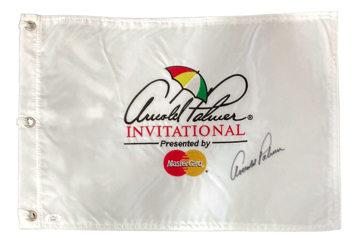 Arnold Palmer Autographed White Golf Flag - Official JSA LOA Certified Collectible - Perfect for Golf Memorabilia Displays & Sports Fan Gifts