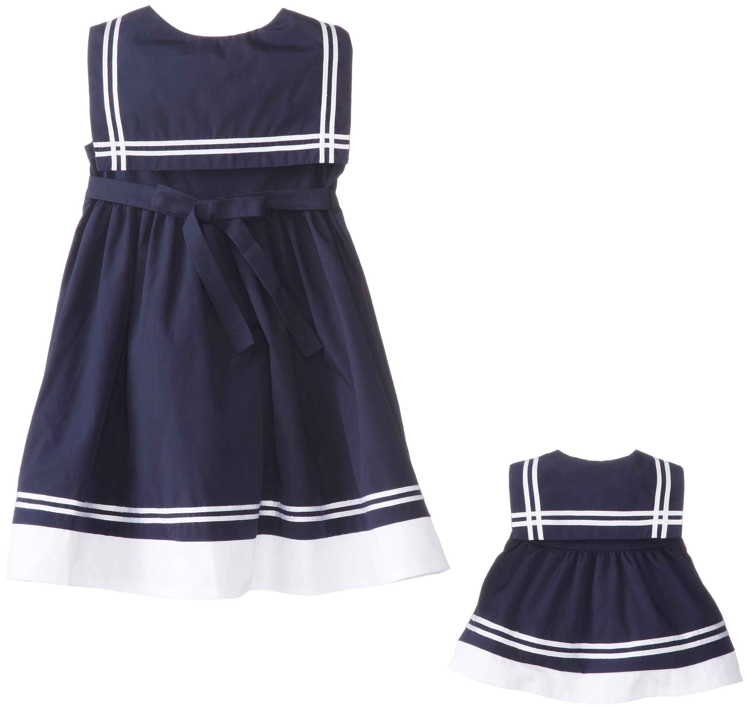 Good Lad Little Girls' Nautical Dress with Doll - Cute Sailor Outfit for Toddlers & Kids - Perfect for Birthday Parties, Photo Shoots & Playtime