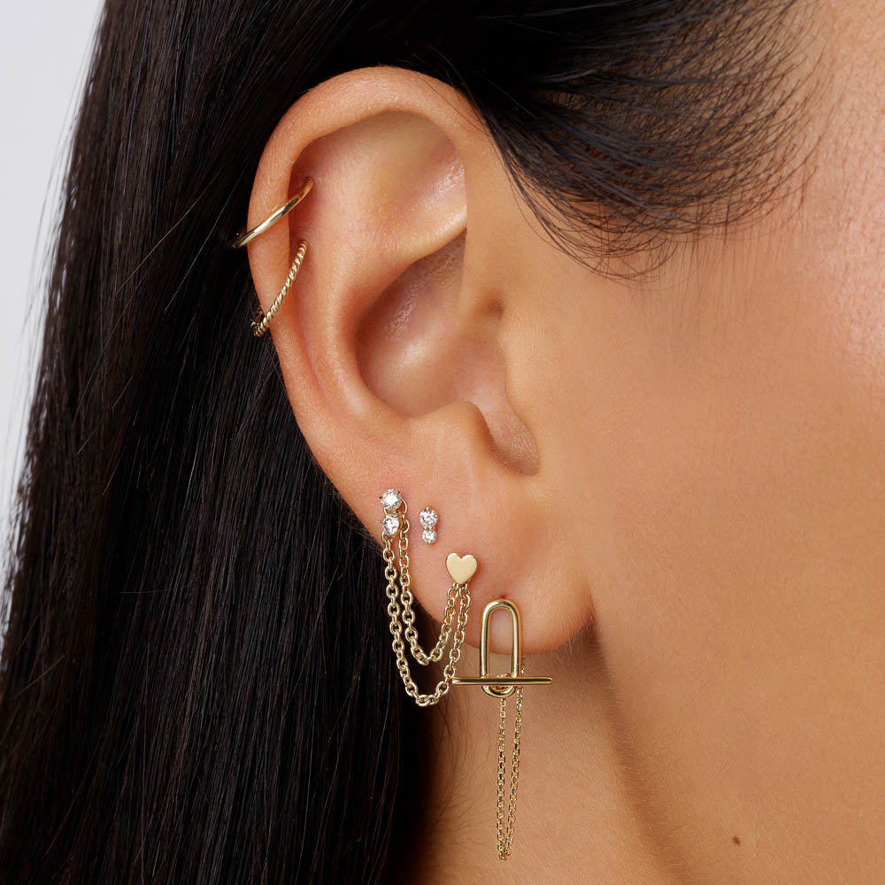 10k Gold Micro Heart Helix Single Stud Earring - Dainty Cartilage Piercing Jewelry for Women, Perfect for Everyday Wear & Special Occasions