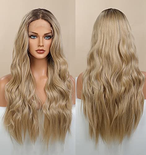 Platinum Blonde Ombre Lace Front Wig - Natural Looking Human Hair Wig for Women | Perfect for Cosplay, Parties & Daily Wear