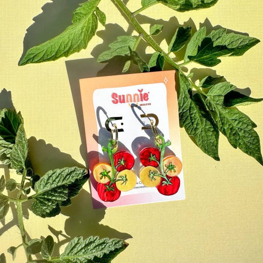 Fresh Cherry Tomato Acrylic Dangle Earrings - Cute Fruit Jewelry for Women, Girls - Perfect for Summer, Parties & Everyday Wear
