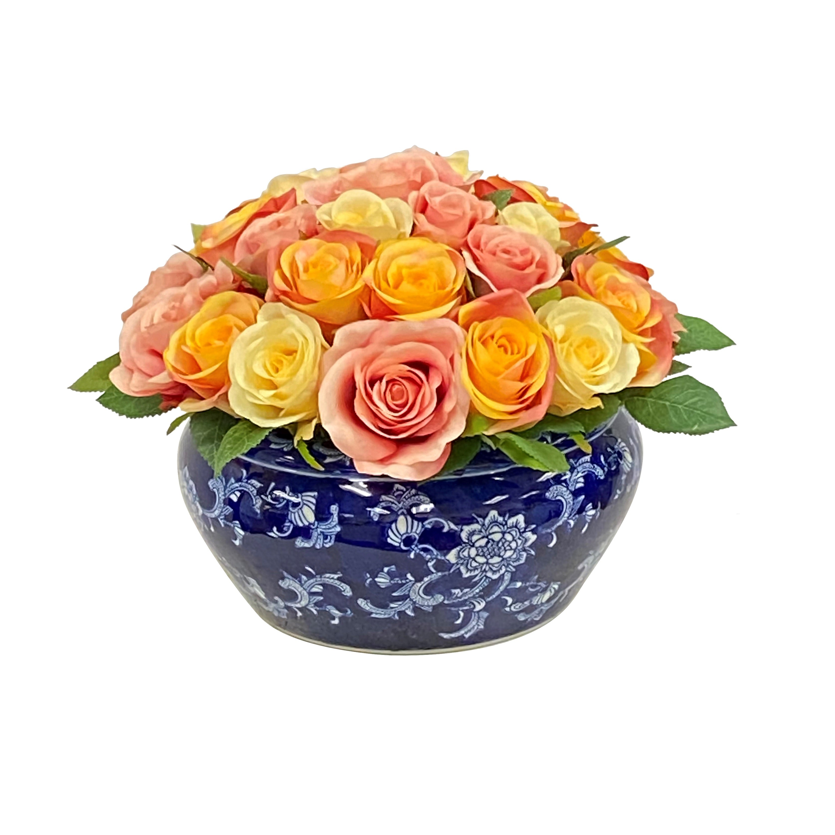 Beautiful Rose Mix in Glass Fish Bowl Vase - Perfect for Home Decor, Wedding Centerpieces & Romantic Gifts