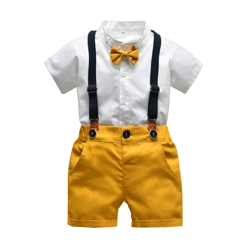 Baby Boy Outfits Set - Solid Tie T-Shirt & Bow Shorts for Newborns & Infants (White, 70) | Perfect for Casual Wear, Photo Shoots & Special Occasions