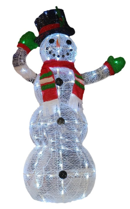 48-Piece Crystal Snowman Sculpture with 70 Clear LED Lights - Elegant Holiday Decor for Christmas Tree, Home, Office & Winter Wedding Centerpiece