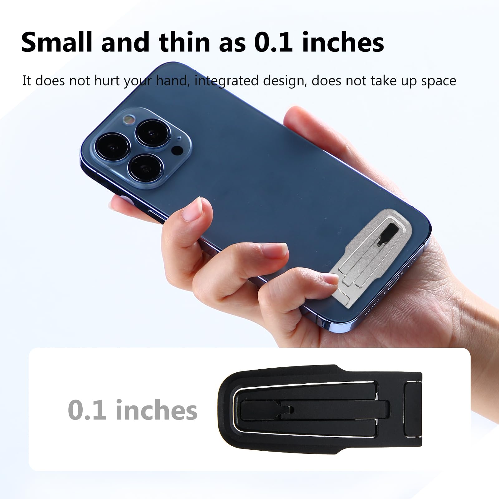 Ultra-Thin Foldable Adjustable Phone Kickstand - Multi-Angle Metal Phone & Tablet Holder with Strong Adhesive for Desk, Car, Bed - Perfect for Watching Videos, Gaming, and Video Calls