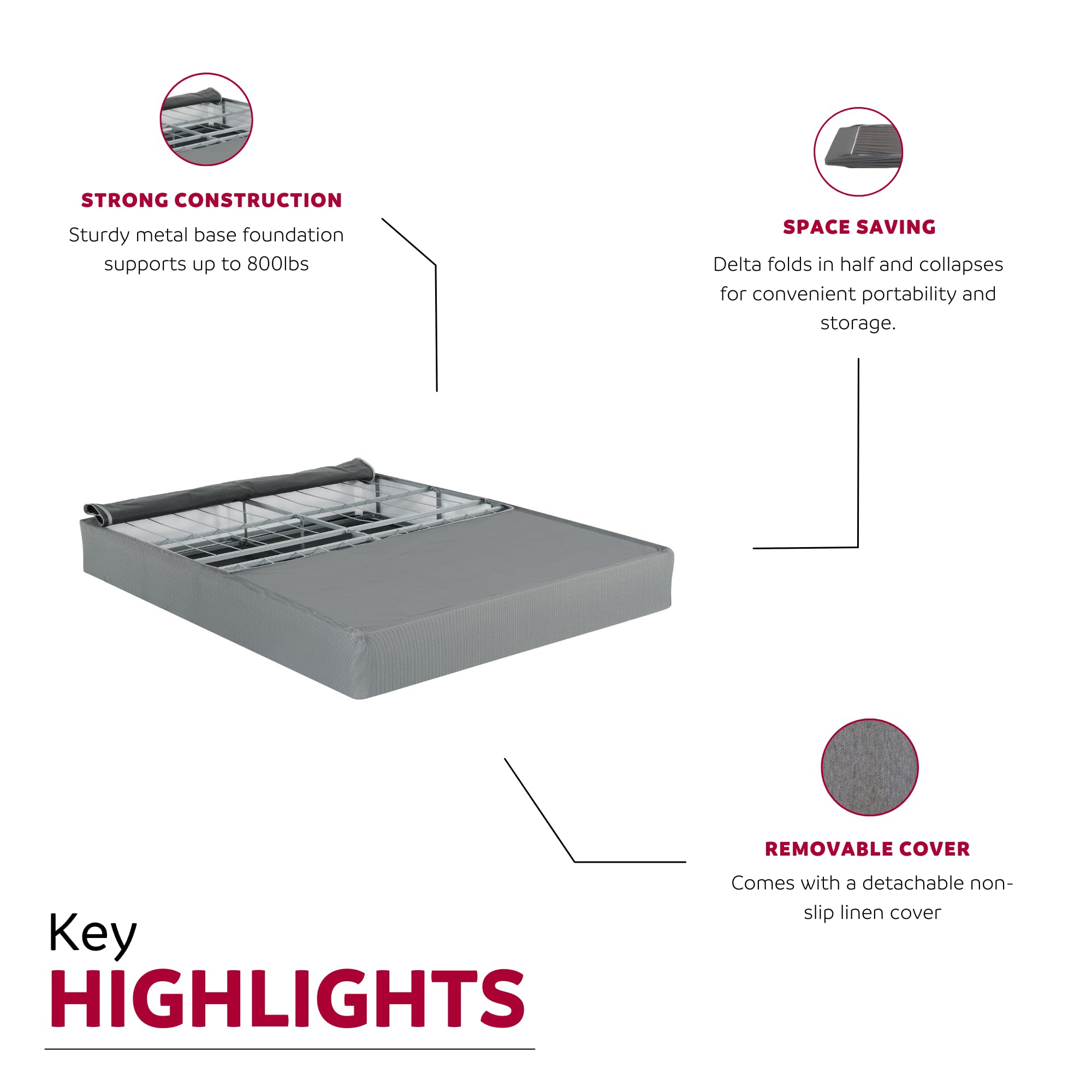 **Primo International Delta Bed Frame - Queen Size, Gray Wooden Platform Bed with Headboard & Storage | Modern Bedroom Furniture for Small Spaces & Apartments**