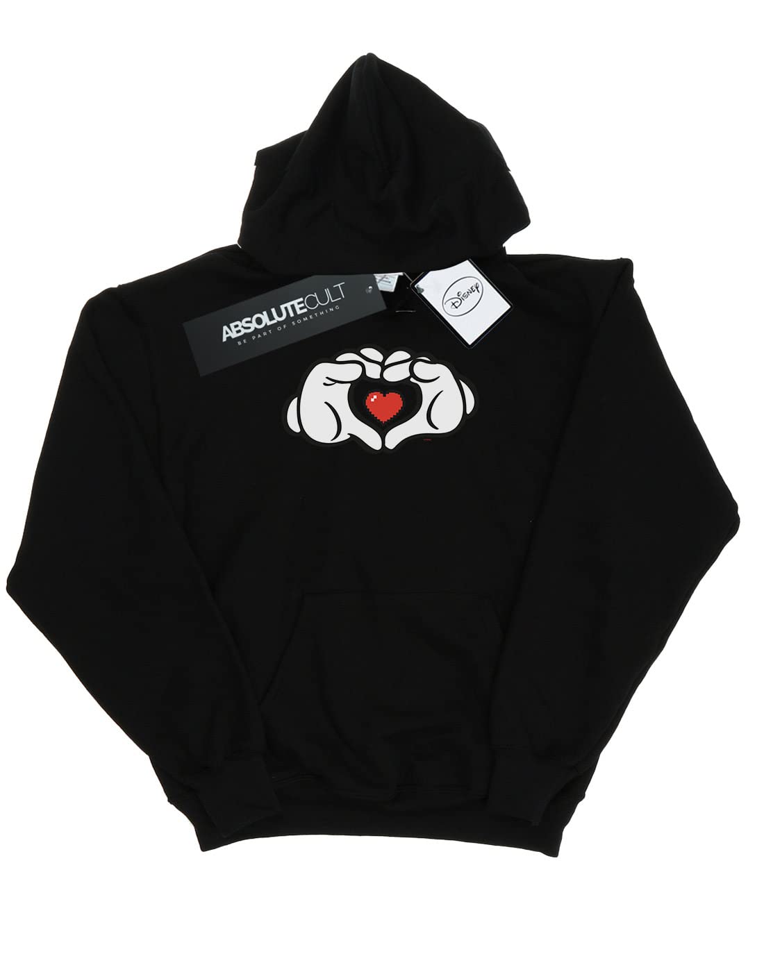 Disney Mickey Mouse Heart Hands Hoodie for Men - Black, Small Size | Cozy Pullover Sweatshirt for Casual Wear & Disney Fans