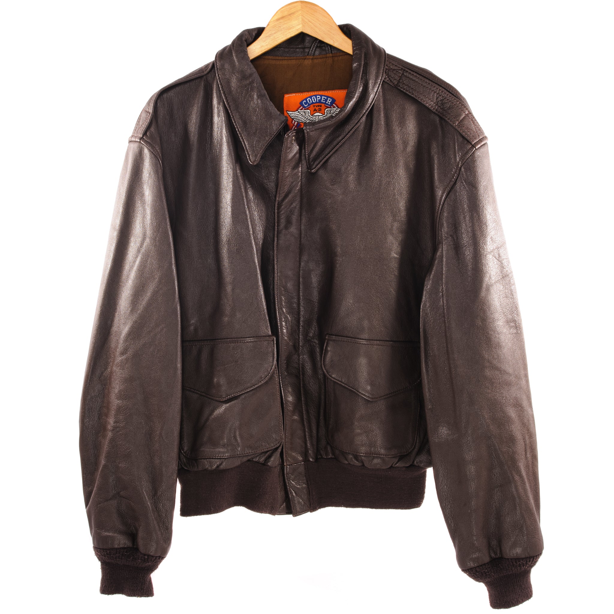 Vintage US Air Force Leather Flight Jacket Type A-2, Size 46R - Classic Military Pilot Bomber Jacket for Men, Perfect for Aviation Enthusiasts & Retro Fashion
