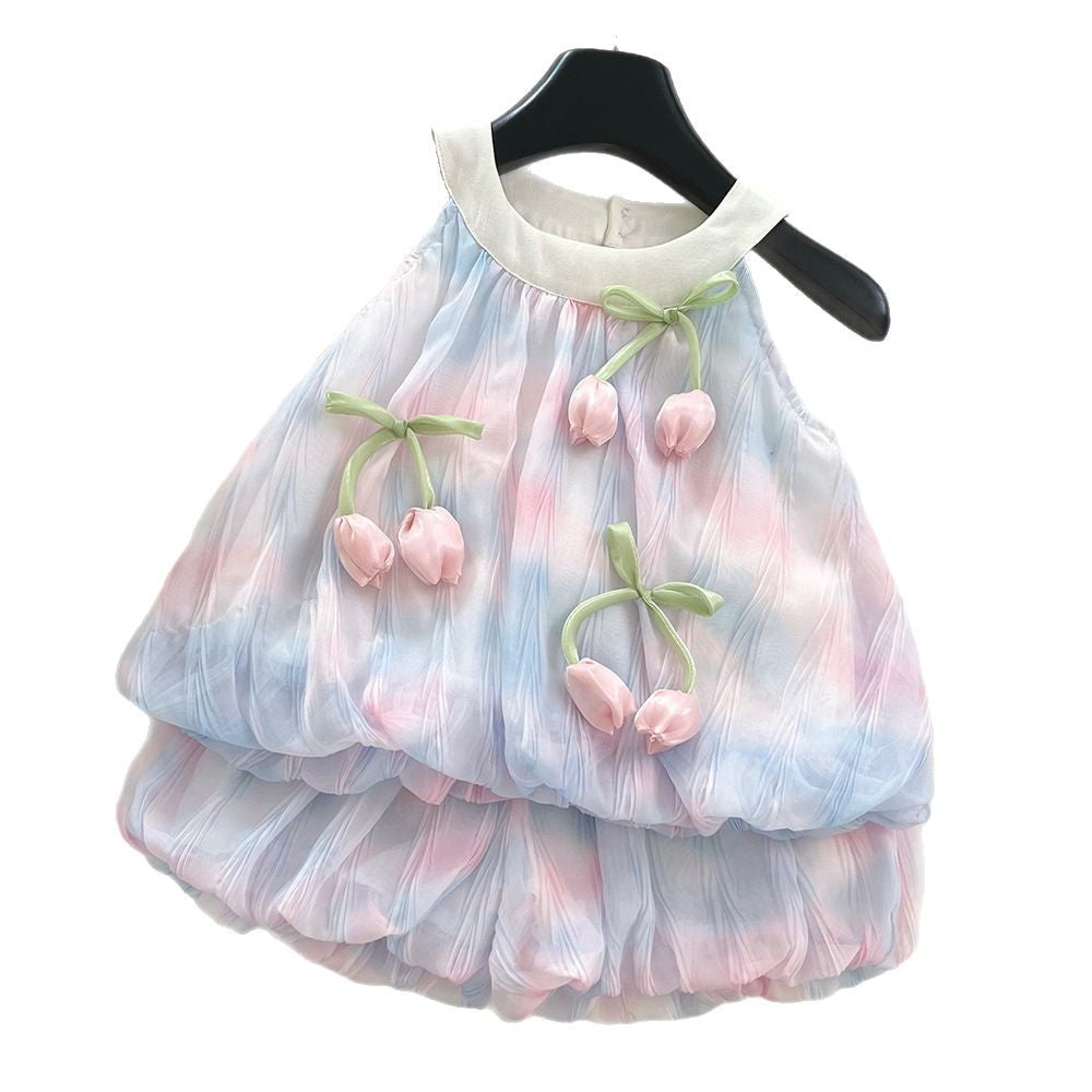 Baby Girls Summer Flower Print Breathable Tank Top Set - Cute & Comfortable Toddler Outfit for Playtime & Outdoor Activities