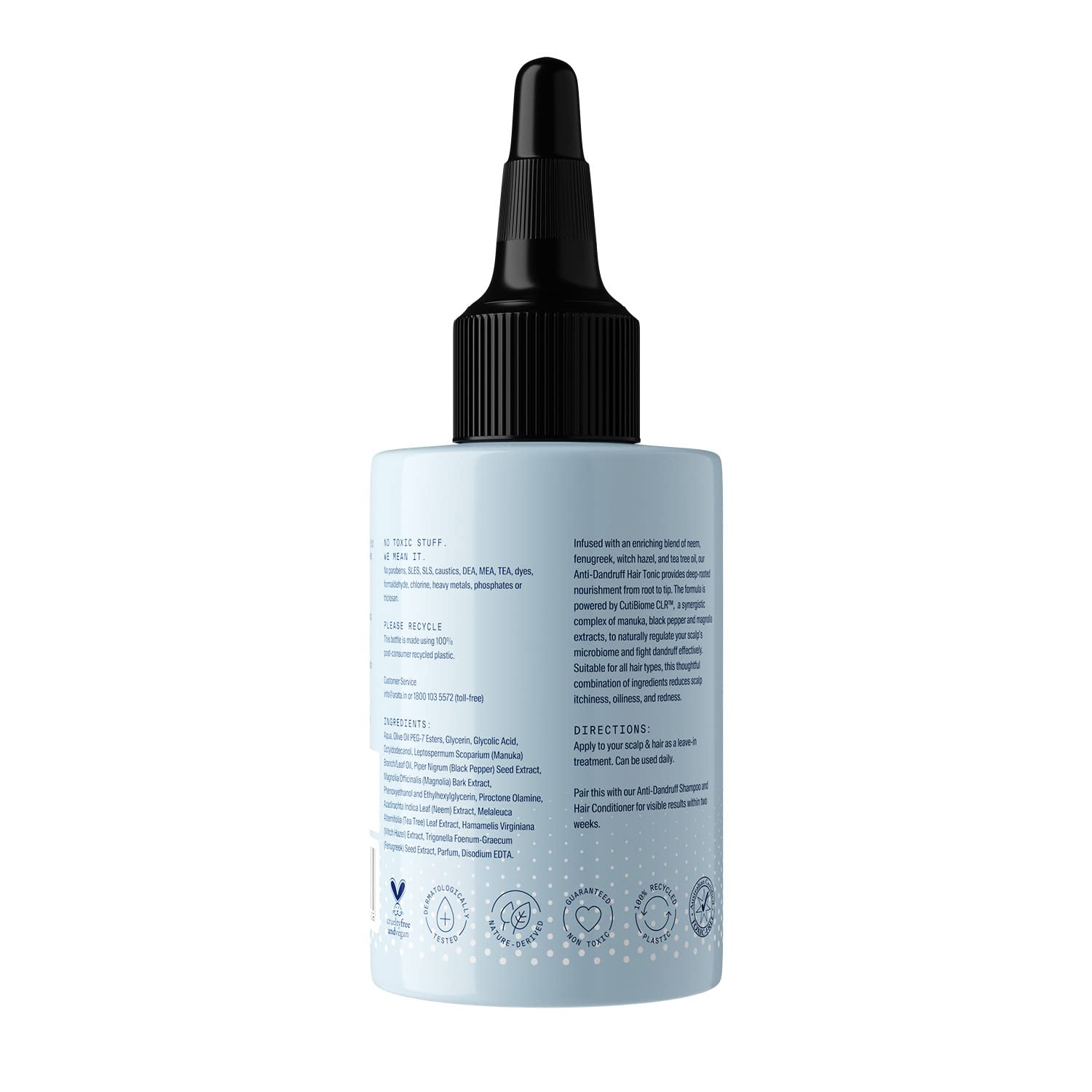 Arata Anti Dandruff Hair Tonic (100 ML) with Neem, Fenugreek & Tea Tree Oil - Treats Dry, Itchy Scalp & Eliminates Dandruff - Suitable for All Hair Types - Perfect for Daily Scalp Care & Hair Health Maintenance
