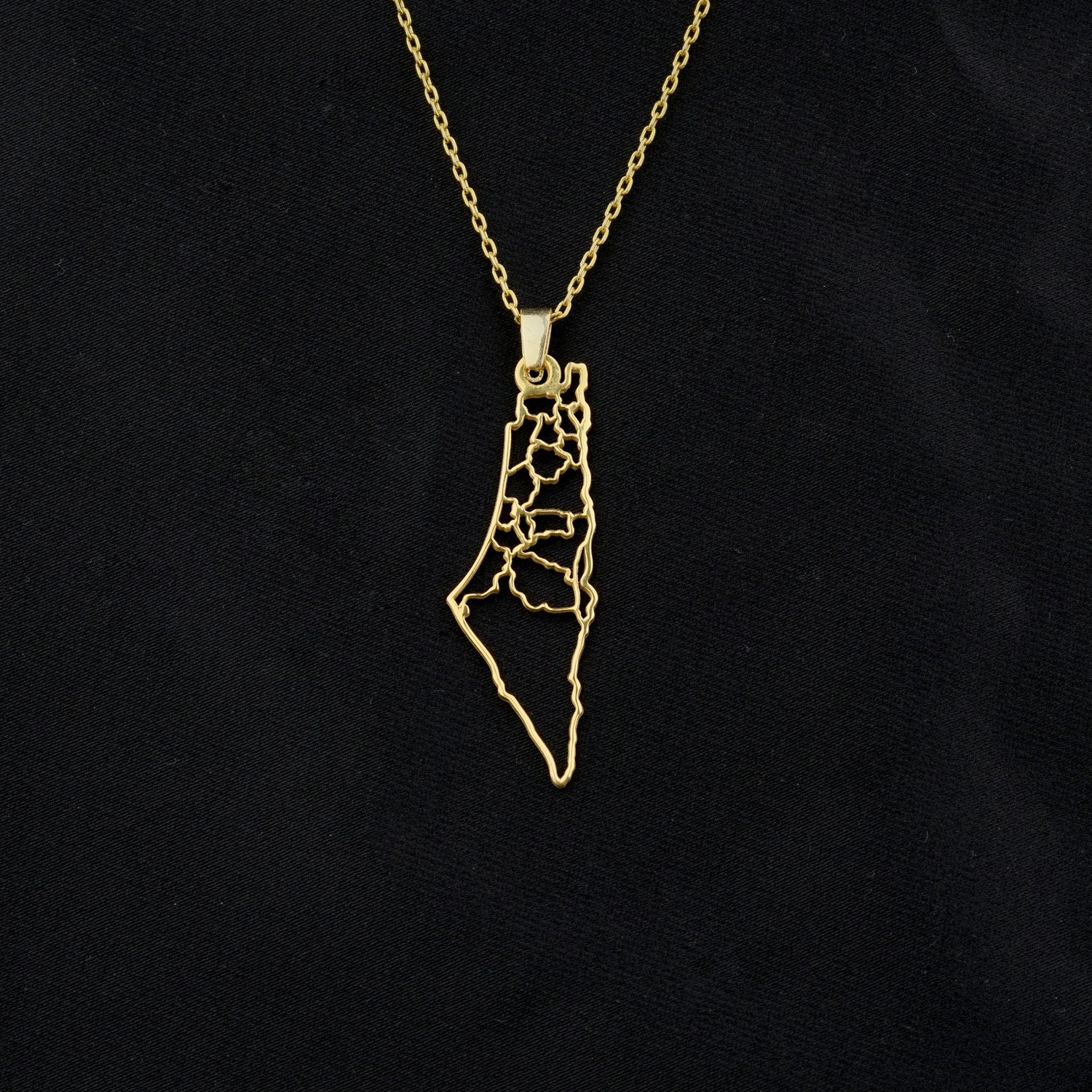 18K Gold Plated Silver Palestine Map Pendant Necklace - Perfect for Gifts, Solidarity & Cultural Pride Jewelry