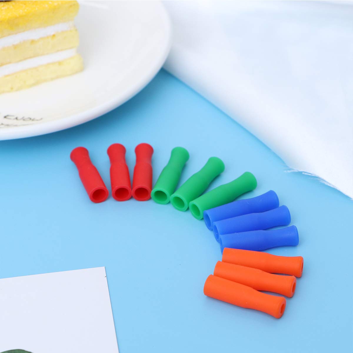 12-Pack Reusable Stainless Steel Straws with Silicone Tips - Eco-Friendly Metal Drinking Straw Covers for Smoothie, Iced Coffee & Cocktails - BPA-Free Dishwasher Safe for Home, Office & Travel