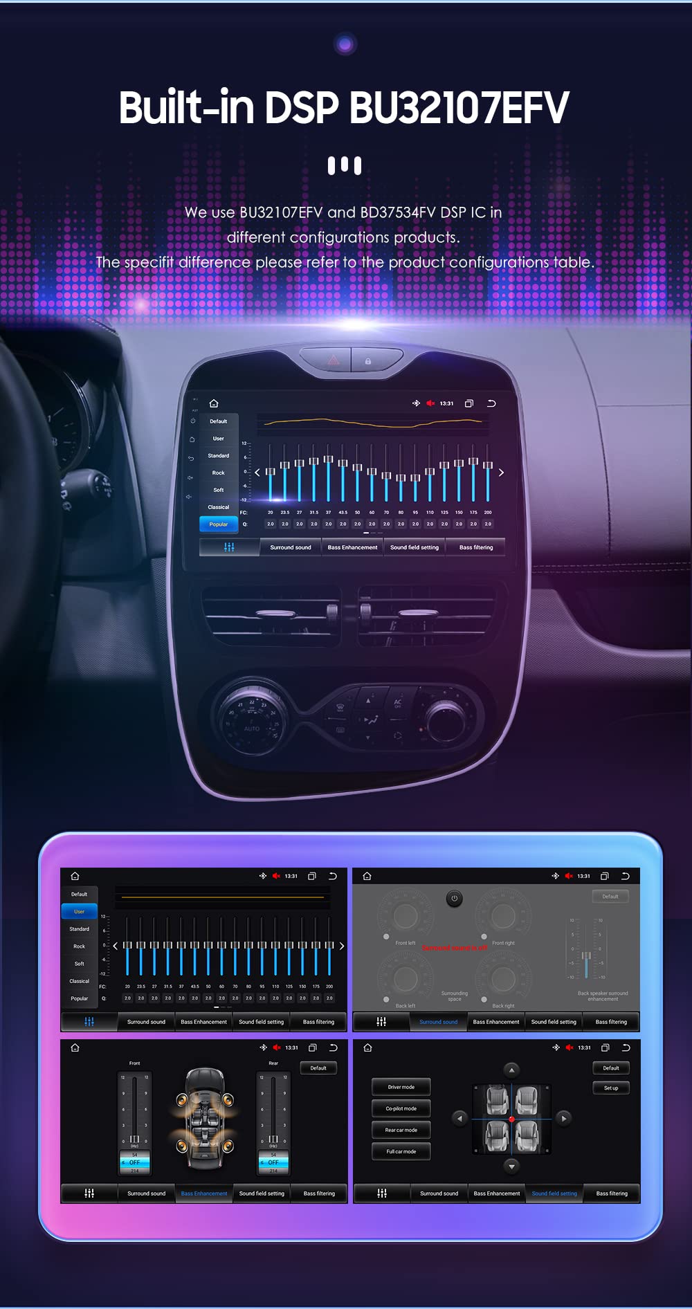 Hizpo Android 12 Car Stereo for Renault Clio 2012-2016 | 8-Core 4G 32GB GPS Navigation System | Wireless CarPlay & Android Auto | Bluetooth WiFi | Backup Camera Input | FM Radio | Perfect for Commuting & Road Trips
