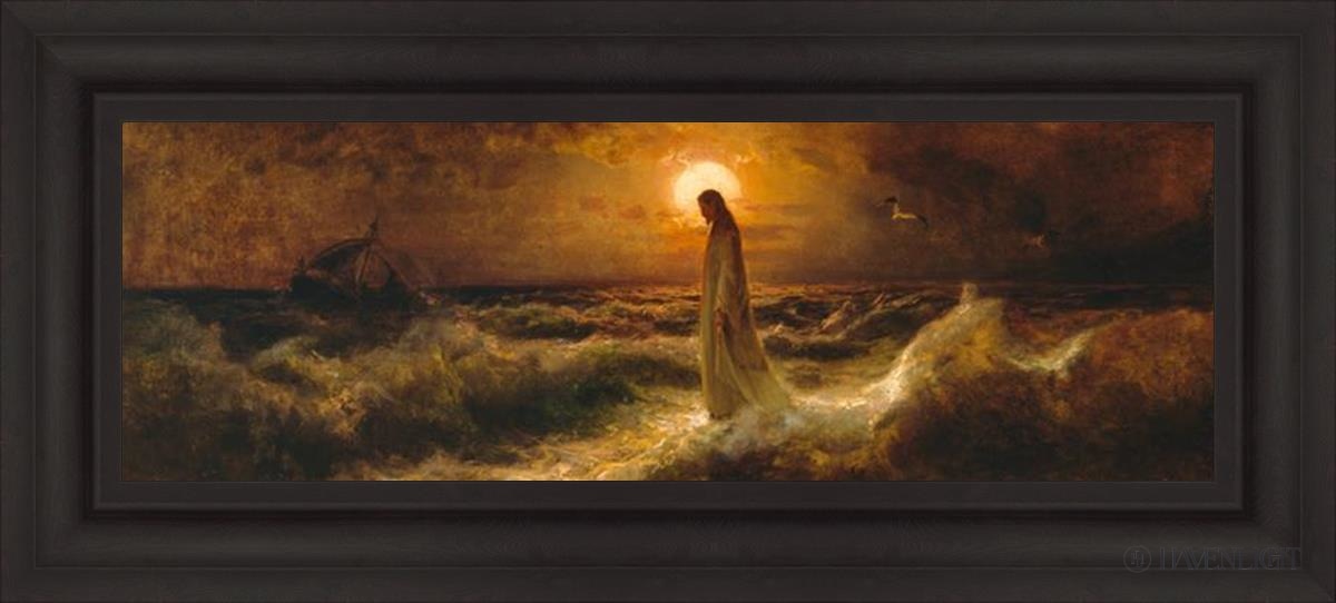 Christ Walking On The Water - Religious Wall Art Decor for Home, Church & Office - Inspirational Christian Painting for Faith-Based Interiors