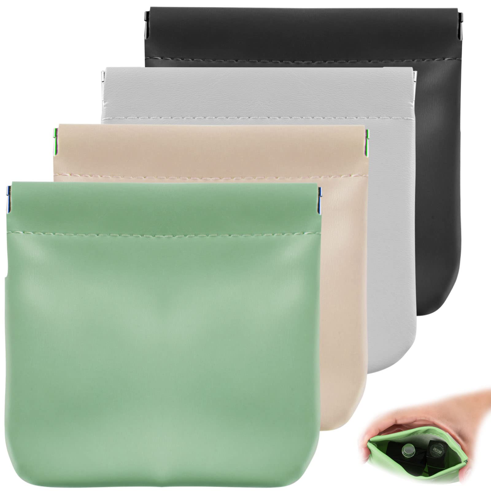 Premium Lambskin Cosmetic Bag Set - 4PCS Waterproof Self-Closing Makeup Pouches for Women | Travel Organizer for Cosmetics, Jewelry & Accessories | Perfect for Daily Use, Gym, Travel & Gift Giving