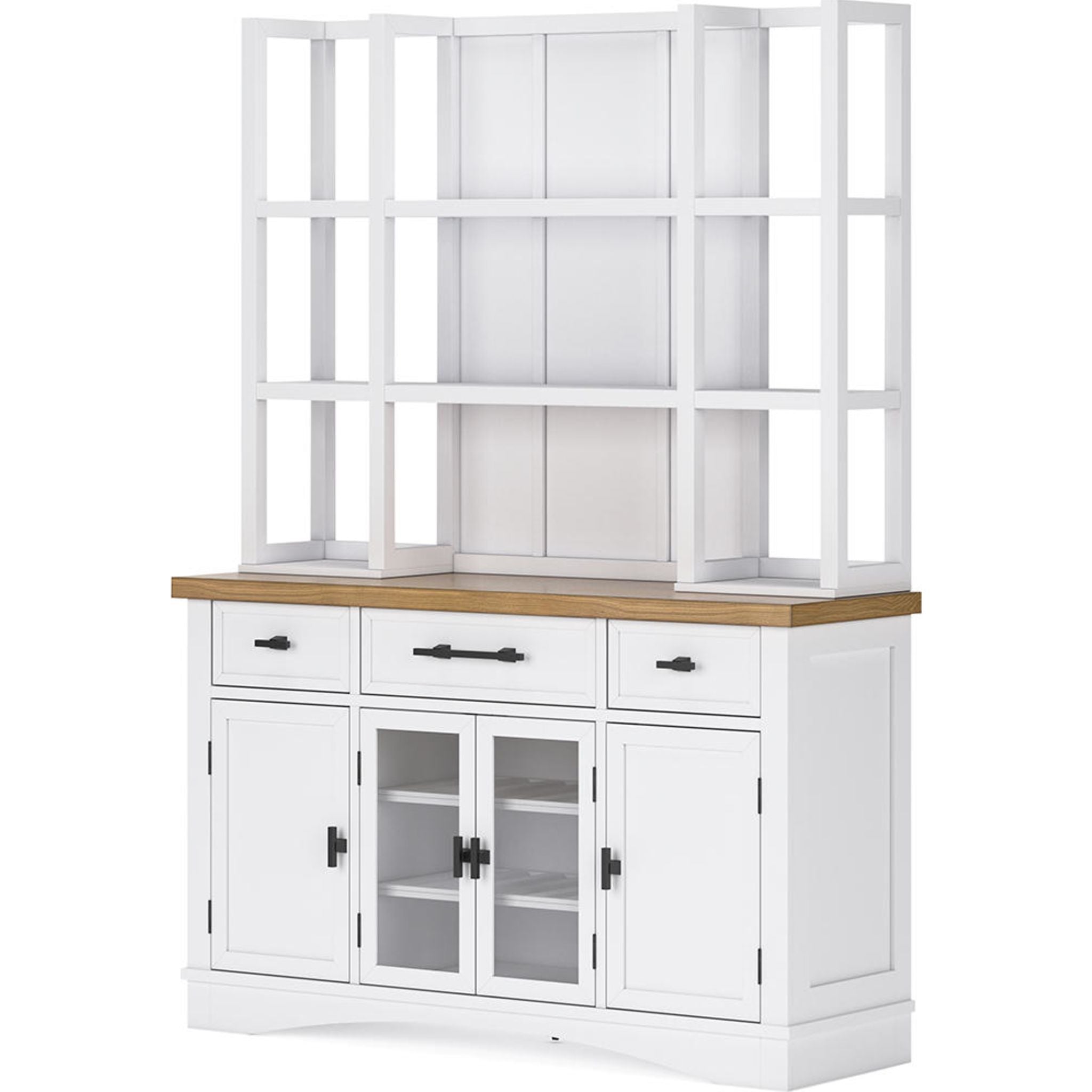 Ashbryn Server & Hutch - White/Natural (D844D3) - Perfect for Dining Room Storage & Display