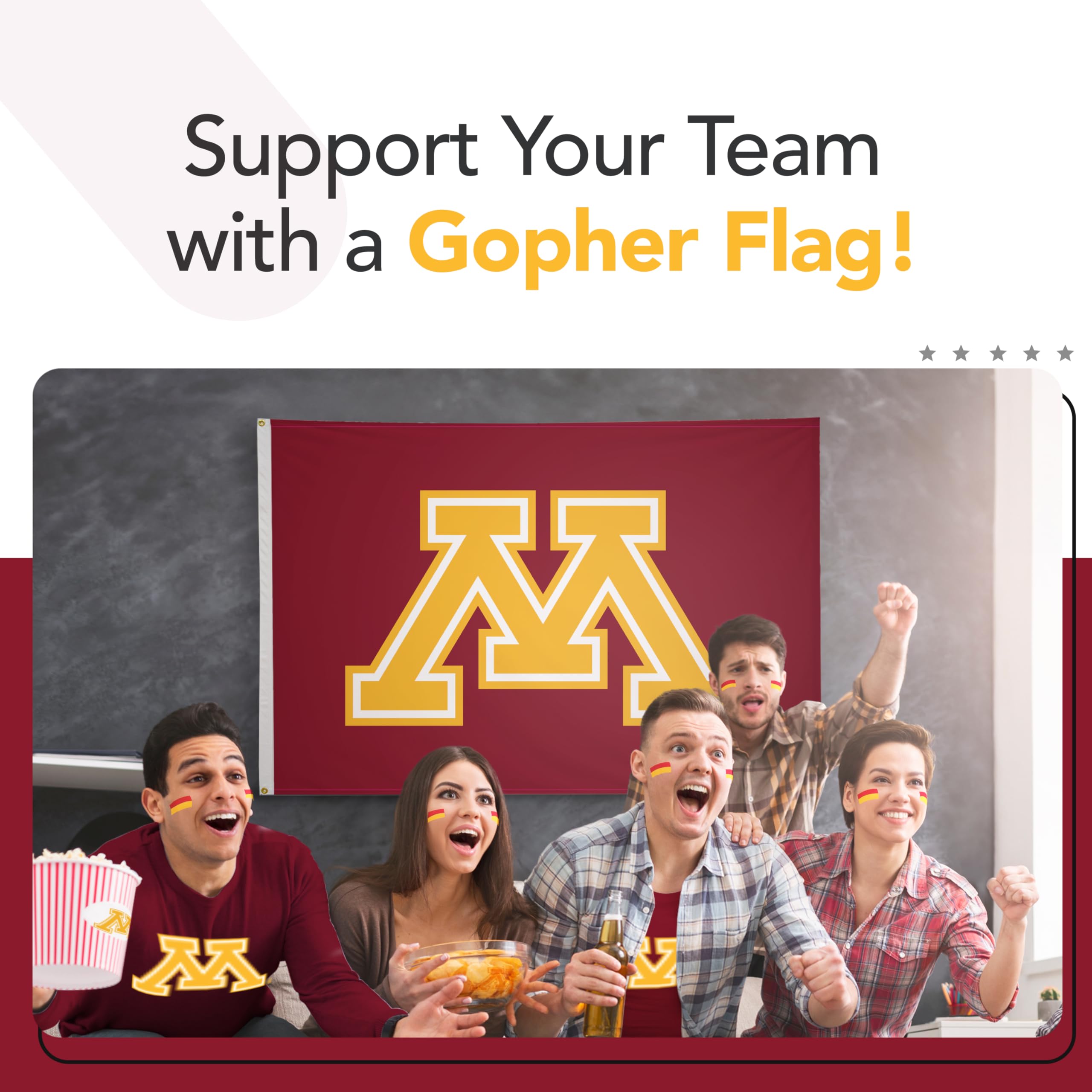 Minnesota Golden Gophers NCAA Licensed 5' x 8' Nylon College Sports Banner - Maroon, Gold & White - Perfect for Game Day Decor, Tailgating & Dorm Room Wall Decor