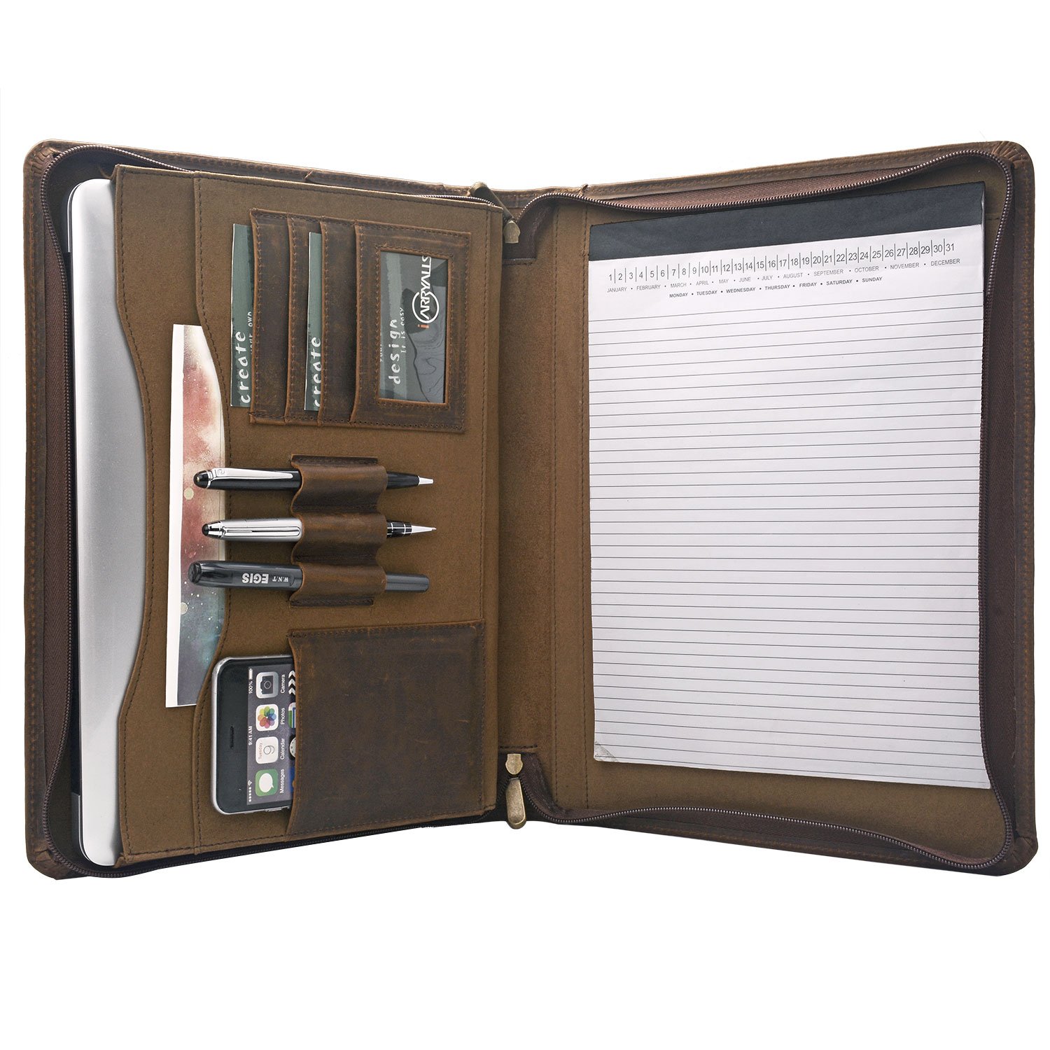 Premium Rustic Leather Laptop Organizer for 13