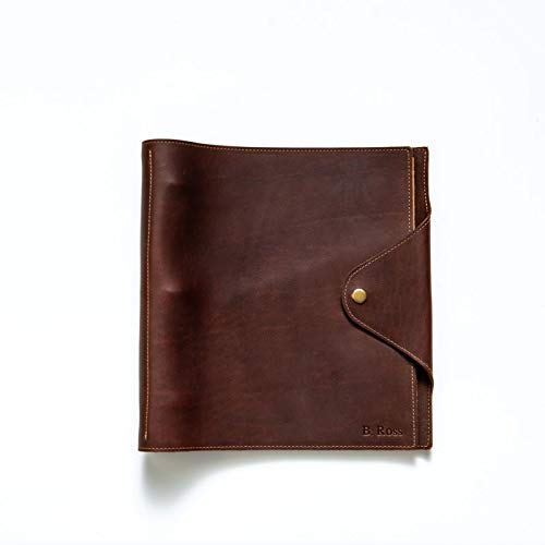 Holtz Leather Co. Personalized 3-Ring Leather Binder - Custom Brown Leather Notebook, Photo Album & Recipe Organizer - Perfect for Office, School & Home Organization