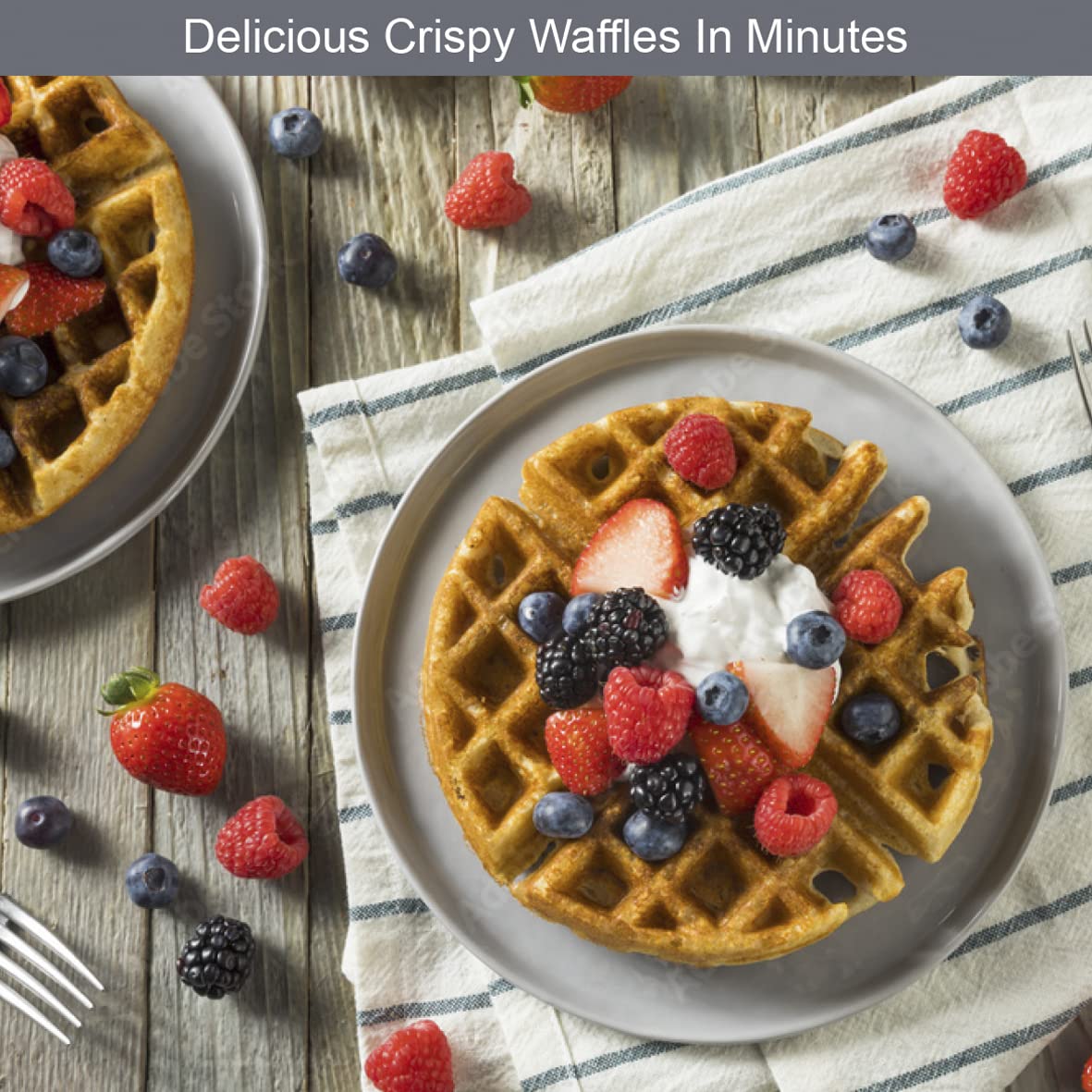**Quest 35969 Rotating Belgian Waffle Maker – Non-Stick Plates, Adjustable Temperature Control, Makes 4 Waffles – 1000W – Perfect for Breakfast, Brunch & Family Gatherings**