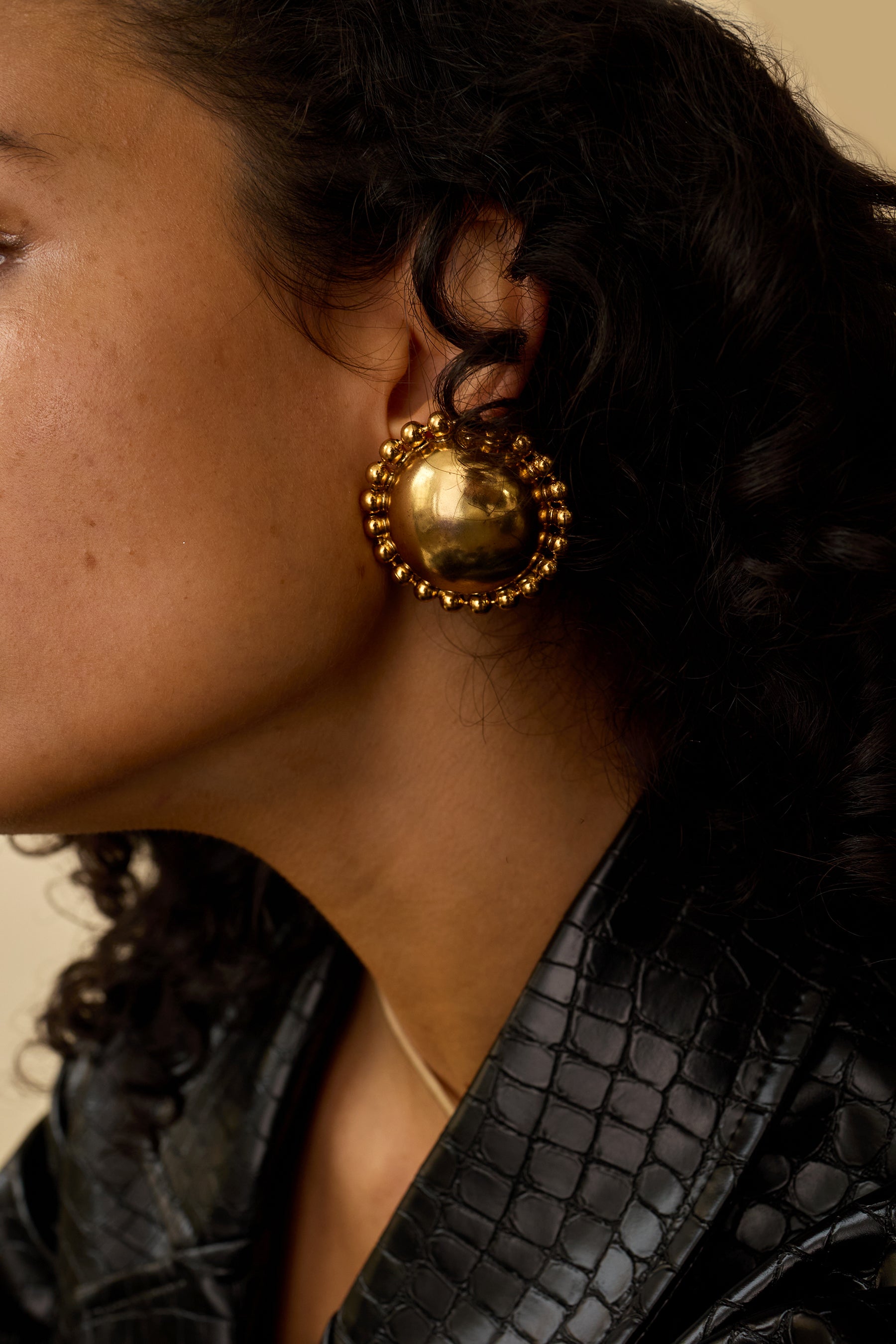 Lucia Dome Stud Earrings for Women - Elegant Gold-Plated Hoop Earrings for Everyday Wear | Perfect for Office, Party & Gift Giving
