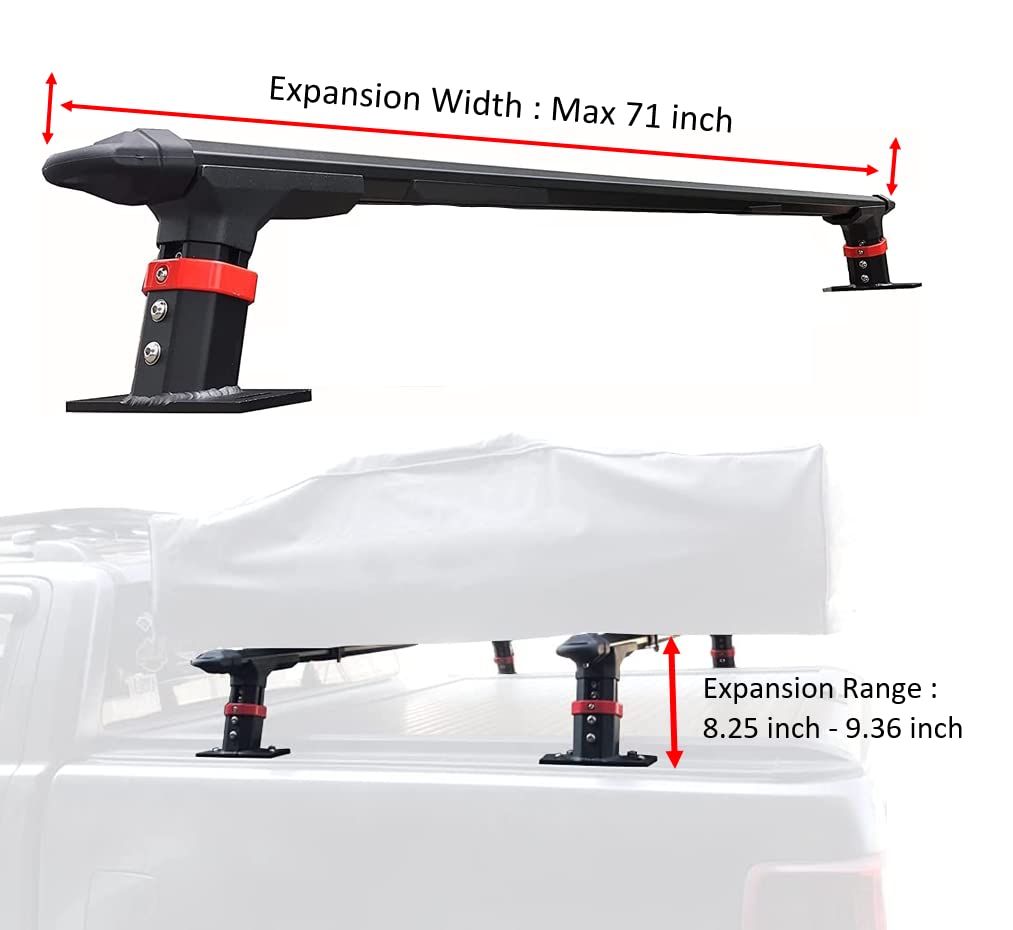 Universal Extendable Aluminum Pickup Truck Bed Rack - T-Slot Rail Compatible with Tonneau Covers | Heavy Duty Cargo Carrier for Camping Gear, Ladders & Construction Equipment