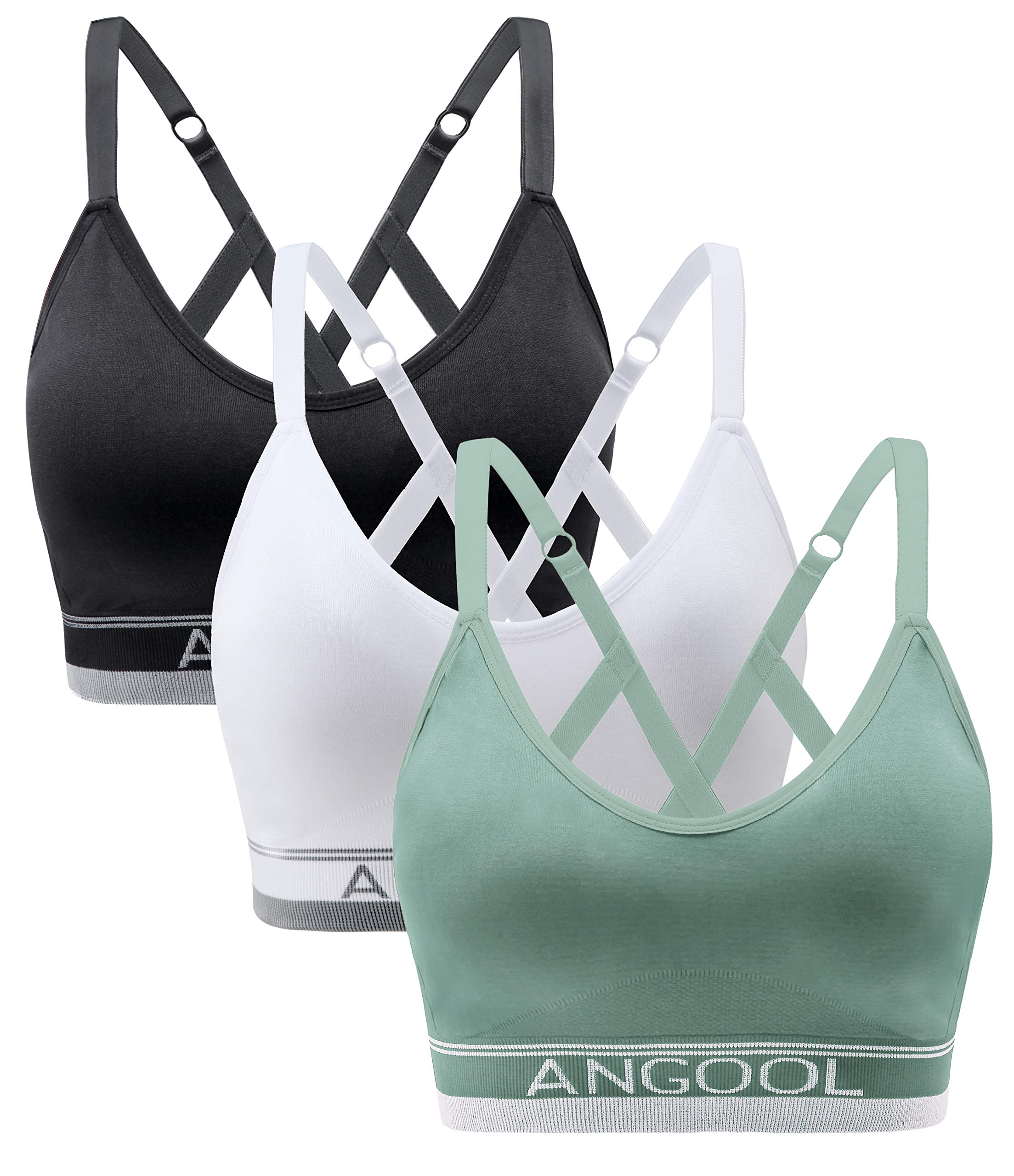 ANGOOL Women's Longline Sports Bra - Medium Support Wirefree Yoga Bra with Adjustable Straps & Padding | Perfect for Gym, Running, Pilates & Everyday Wear