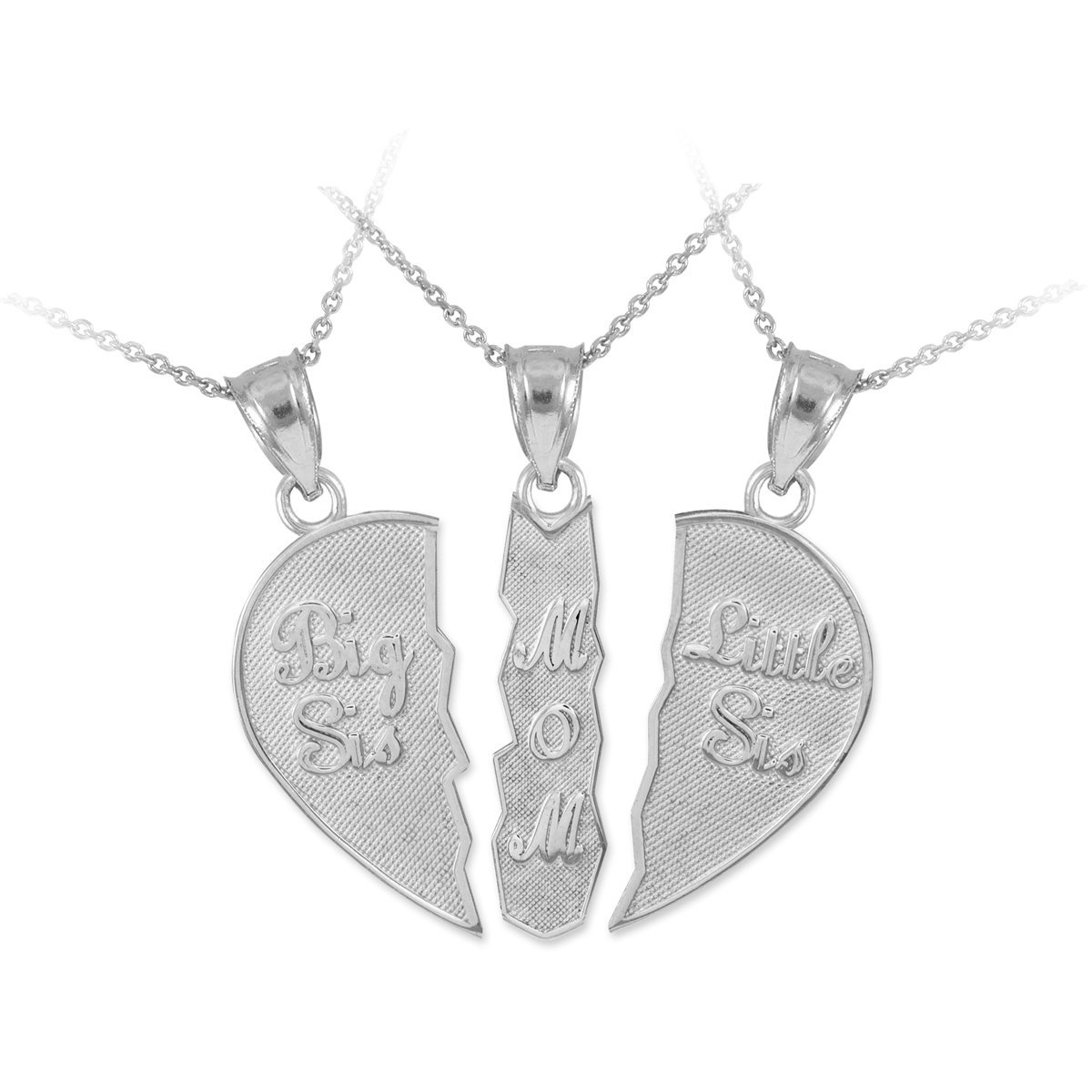 Personalized Sterling Silver Mom and Daughter Heart Necklace Set - 3-Piece Breakable Pendant Jewelry for Women - Perfect Gift for Birthday, Anniversary & Mother's Day