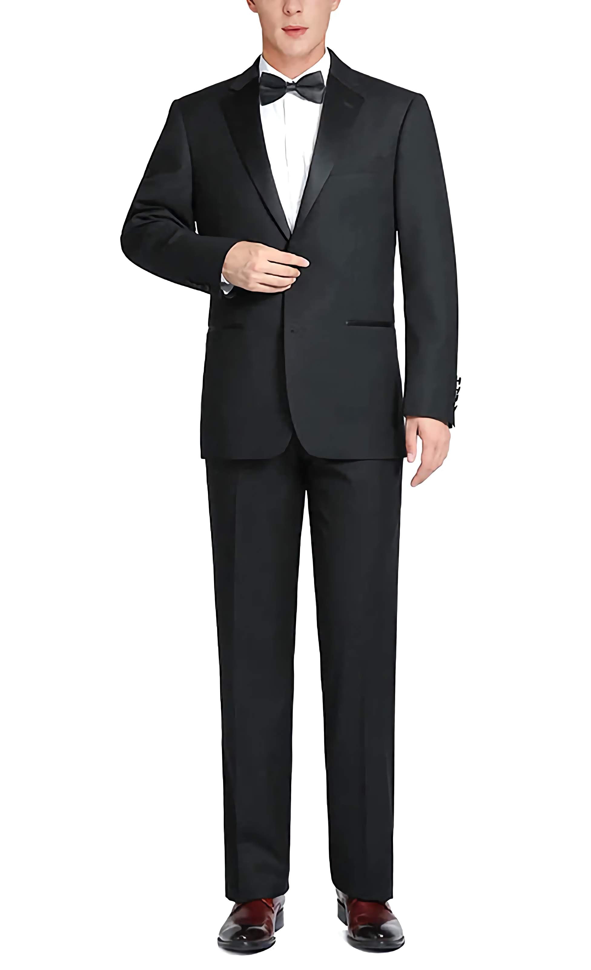Classic Black 100% Wool Tuxedo Suit for Men - Slim Fit Formal Wear for Weddings, Prom & Business Events