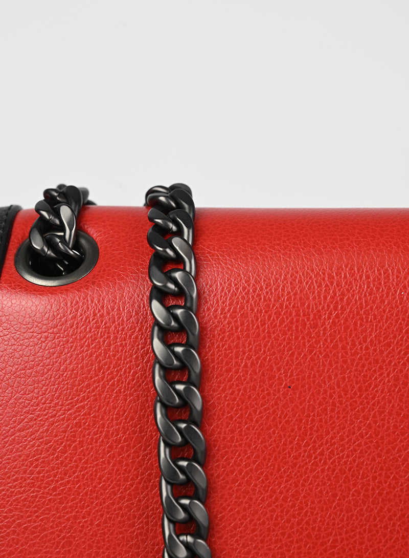 Prada Leather Handbag in Red & Black | Luxury Crossbody Bag for Women | Perfect for Work, Travel & Evening Events