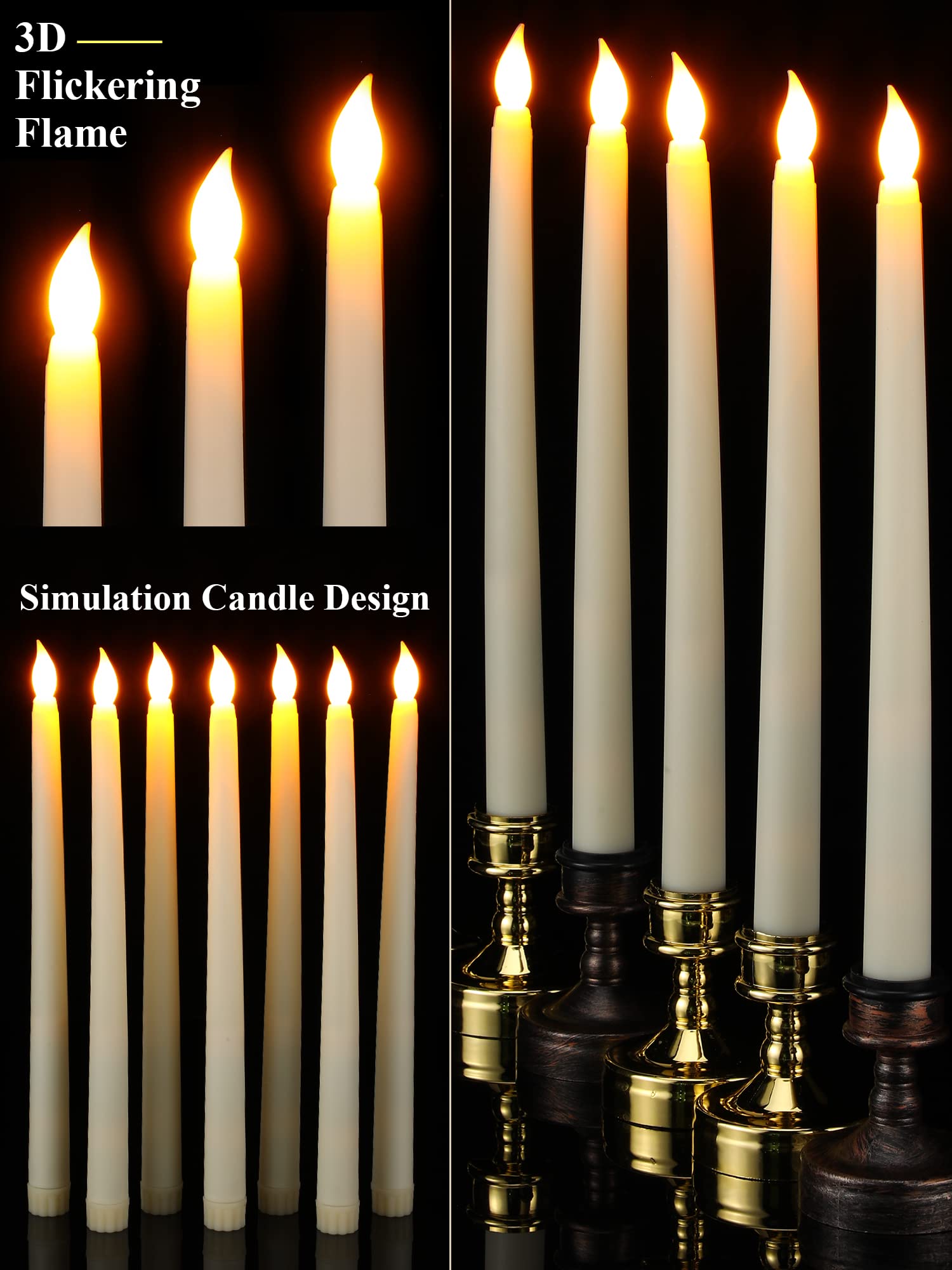 72 Pack Flameless LED Taper Candles - 11 Inch Battery Operated Candles with Realistic Flickering Warm White Light for Wedding, Church, Party Decor - Perfect for Centerpieces, Holiday & Home Decoration (Batteries Not Included)