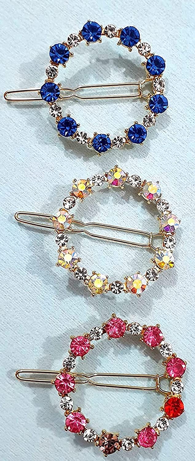 BellaStella Korean Style Rhinestone Hair Clips for Women - Elegant Hair Accessories for Girls & Women - 3-Pack Decorative Hairpins for Parties, Weddings & Daily Wear