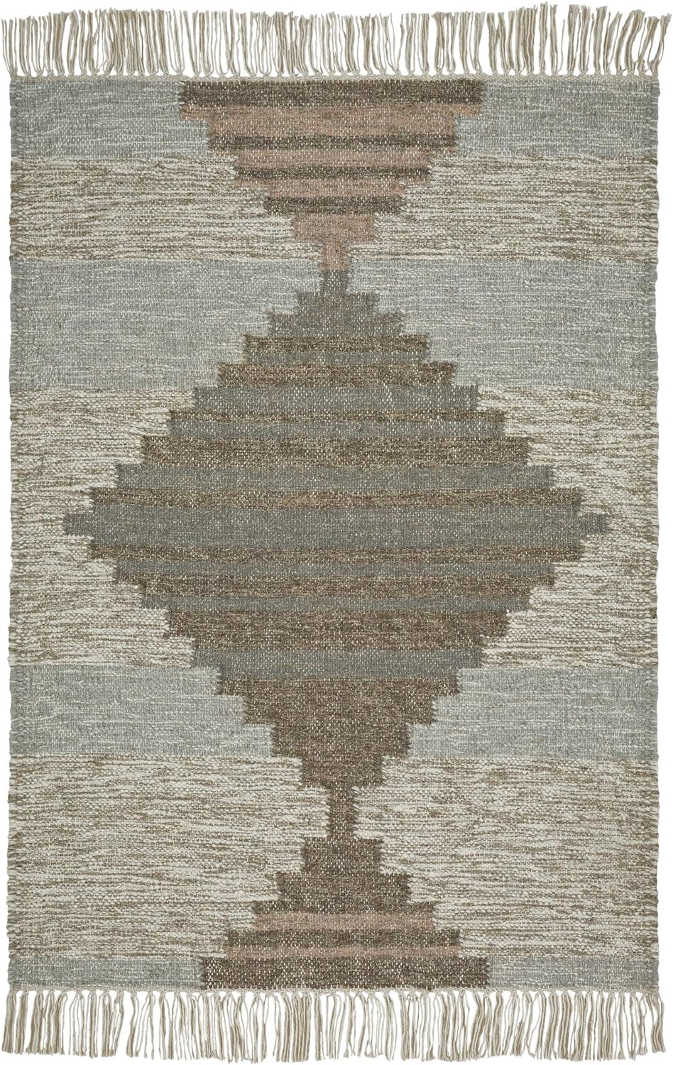 Eco-Friendly Sayah Handwoven Wool & Cotton Geometric Area Rug - Soft Non-Slip Living Room Rug for Bedroom, Nursery & Home Decor