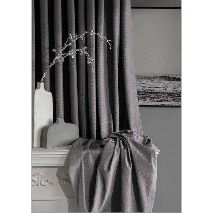 Luxury Jacquard Velvet Woven Design Curtains - Violet Gray | Elegant Window Treatments for Living Room, Bedroom & Home Decor | Blackout Drapes for Privacy & Light Control