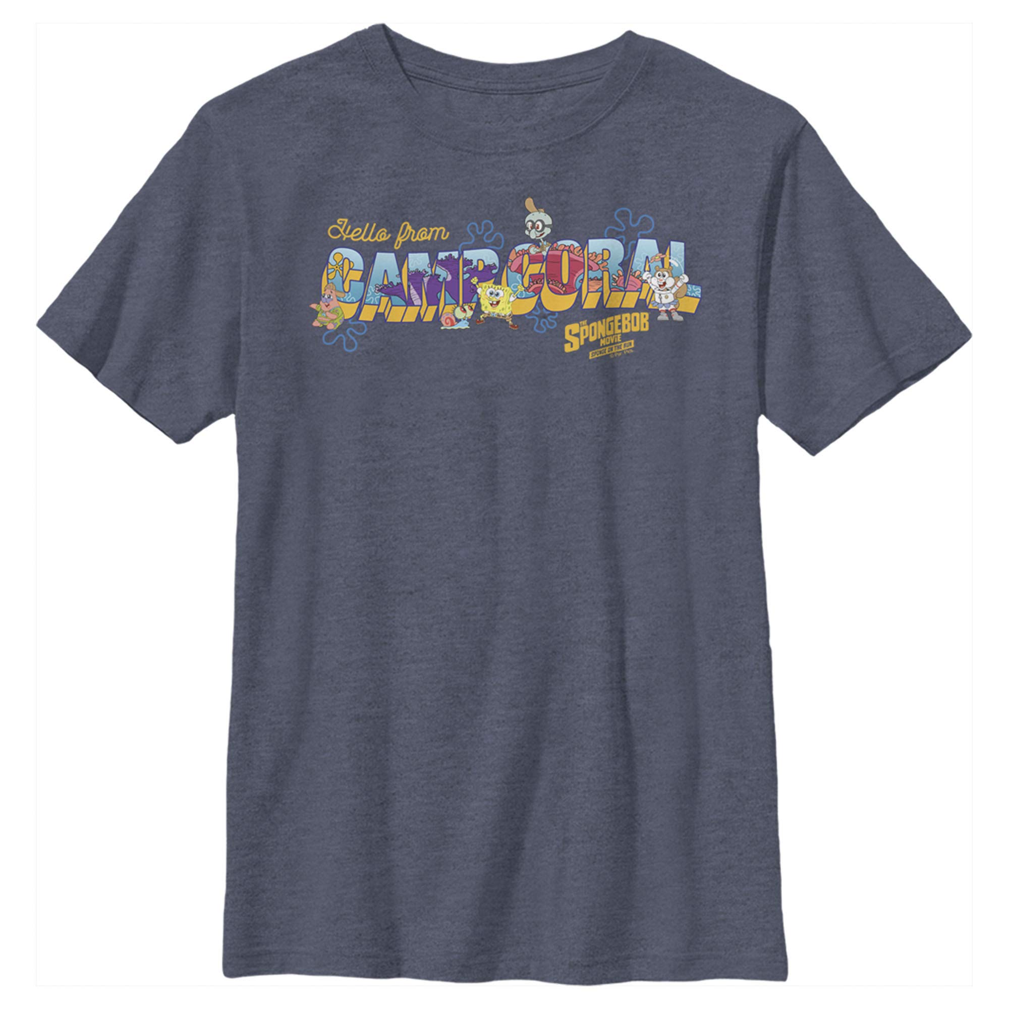 Spongebob Squarepants Boys' T-Shirt - Camp Coral Hello Graphic Tee | Cartoon Character Apparel for Kids | Perfect for Birthday Gifts & Casual Wear