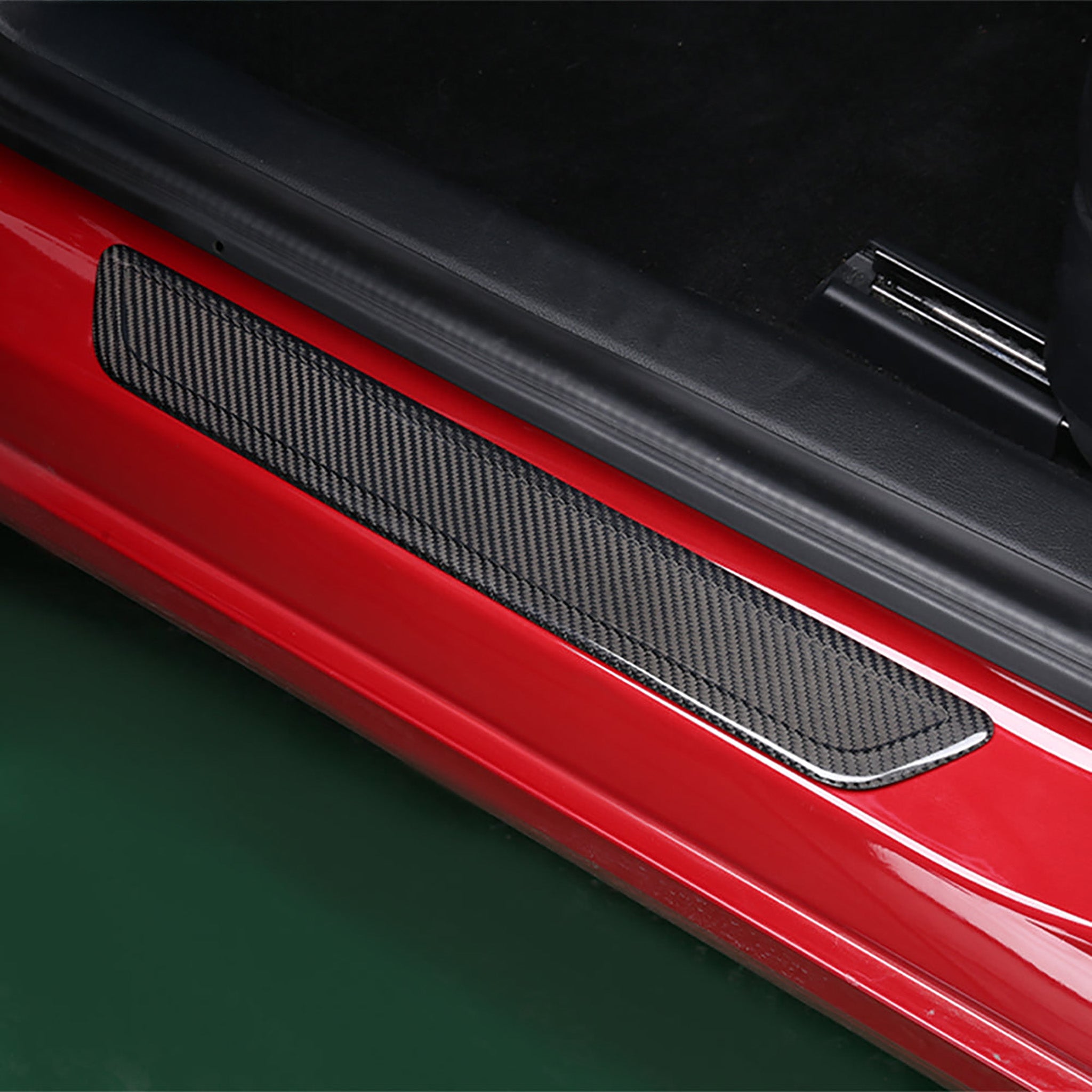 Premium Real Carbon Fiber Door Sill Protectors for Tesla Model 3 & Model Y (2017-2025) - Scratch-Resistant Interior Accessories for Luxury Car Protection & Style Enhancement