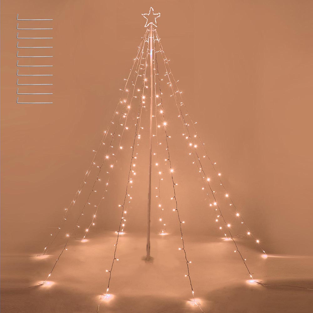 TheLAShop 9-String Christmas Tree Lights with Pole & Star - Perfect for Indoor Holiday Decorations, Xmas Tree Lighting, and Festive Home Decor