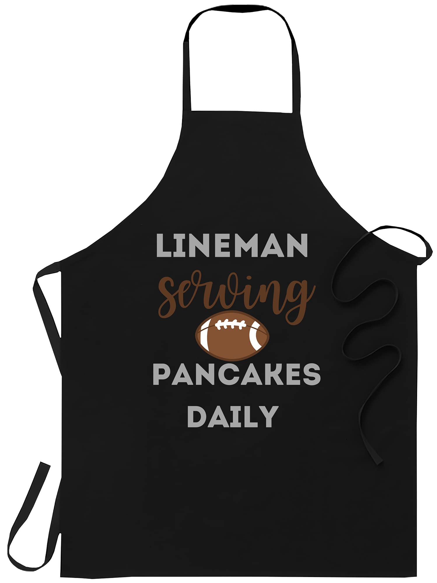 Football Player Black Apron - Lineman Style Kitchen Apron for Cooking & Serving Pancakes - Durable Chef Apron for BBQ, Baking & Home Decor