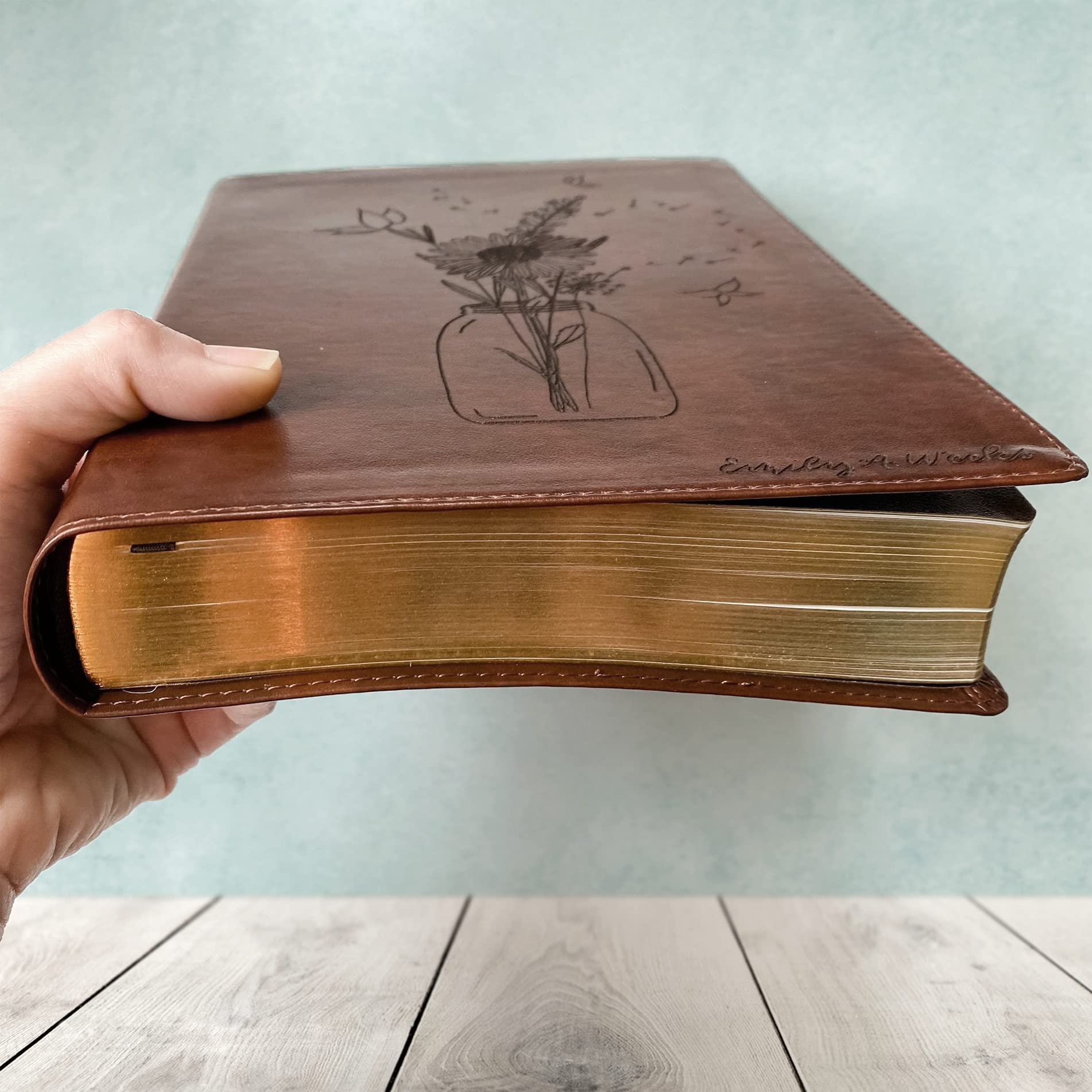 Hand Lettered & Laser Engraved ESV Wide Margin Red Letter Bible - Personalized Christian Gift with Custom Name Engraving | Perfect for Baptisms, Weddings & Bible Study