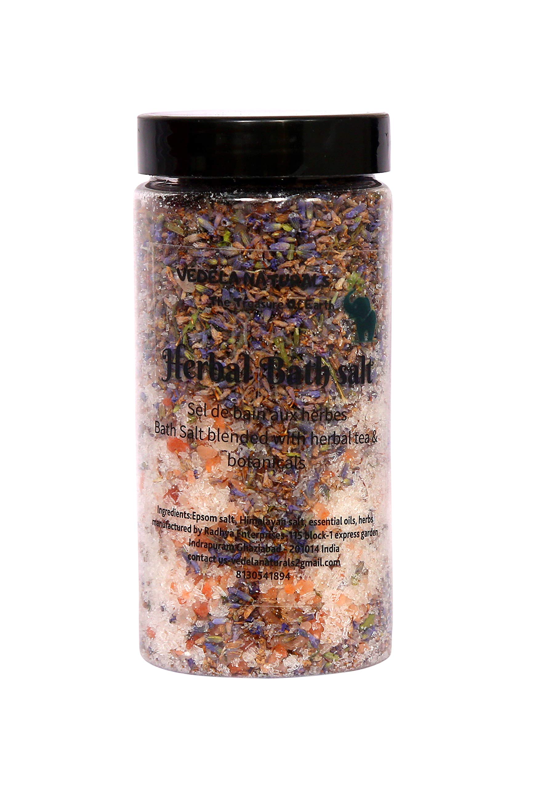 VÉDELA Naturals Lavender Bath Salt - 300g Handmade Herbal Bath Soak with Botanicals & Tea | Relaxing Aromatherapy for Stress Relief & Better Sleep | Perfect for Spa Nights & Self-Care Rituals