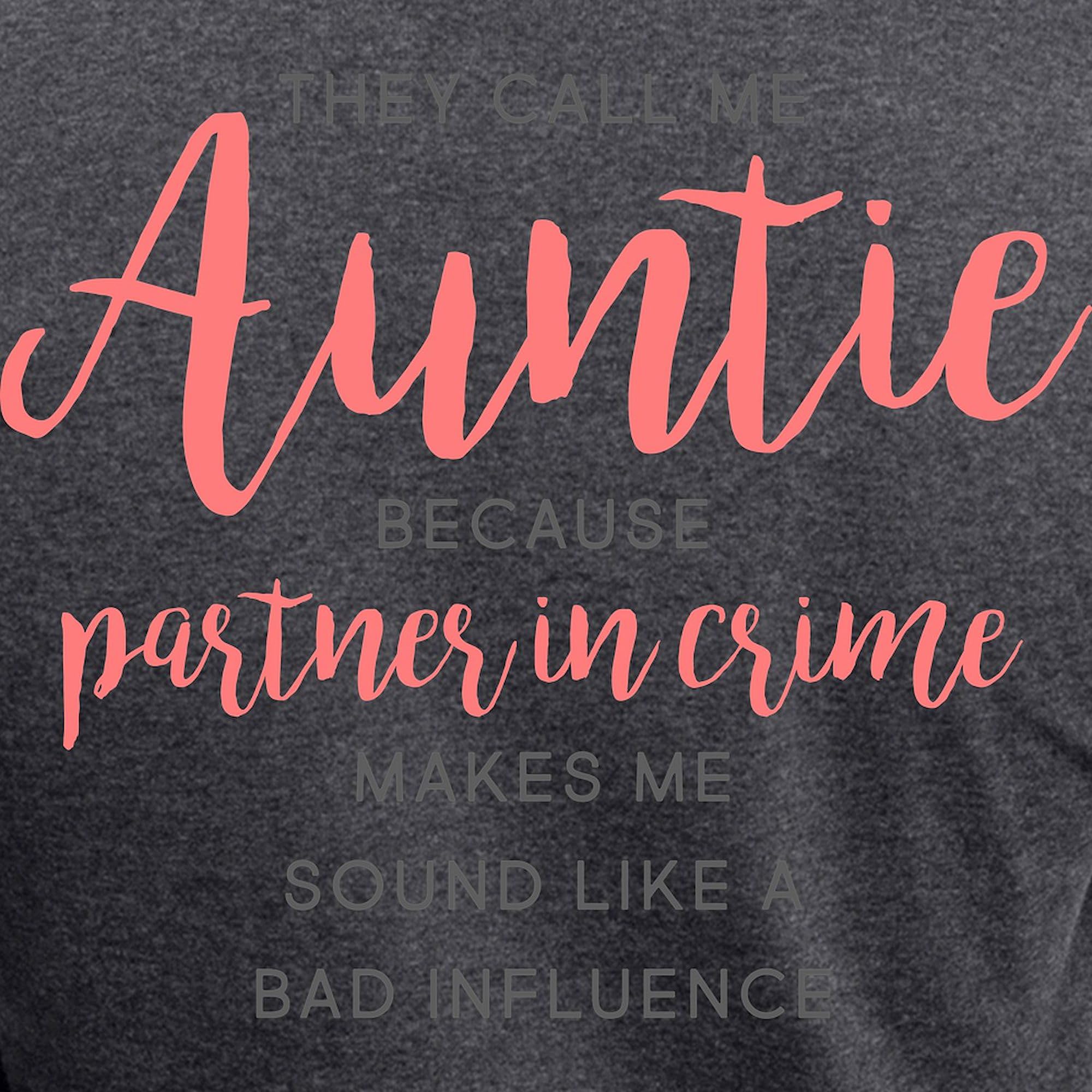 Funny Auntie Partner In Crime Women's Charcoal Pajama Set - Matching Sleepwear for Women - Perfect for Family Sleepovers, Girls Night In & Holiday Gifts