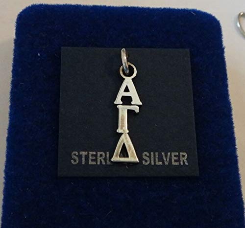 Alpha Gamma Delta Sterling Silver 19x6mm Greek Charm Bead for Jewelry Making - DIY Crafting, Bracelet Charms - Perfect for Sorority Gifts & Sisterhood Jewelry