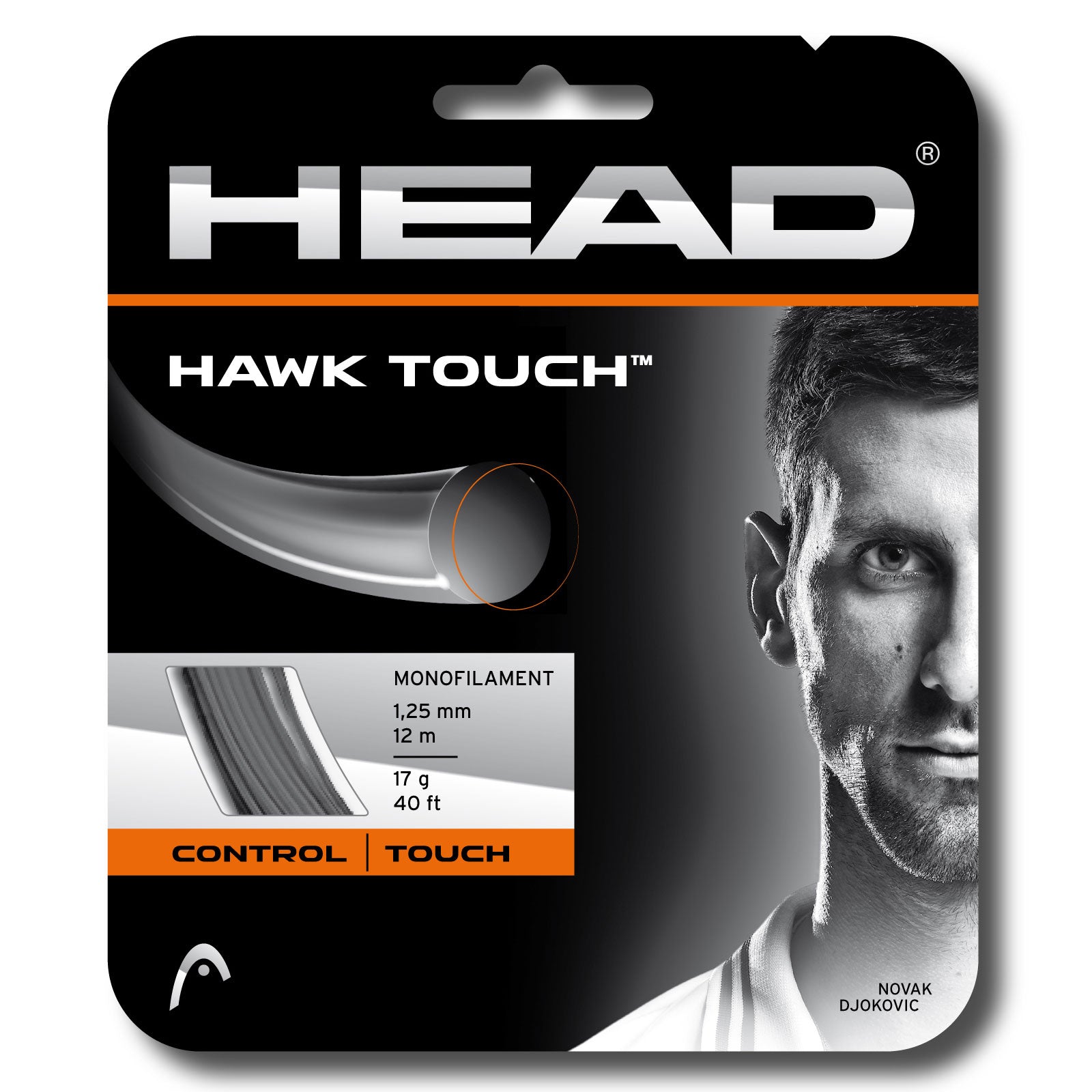 Head Hawk Touch 17/1.25mm Tennis String - Anthracite Color | Premium Polyester String for Control & Spin | Perfect for Competitive Play & Tournament Matches