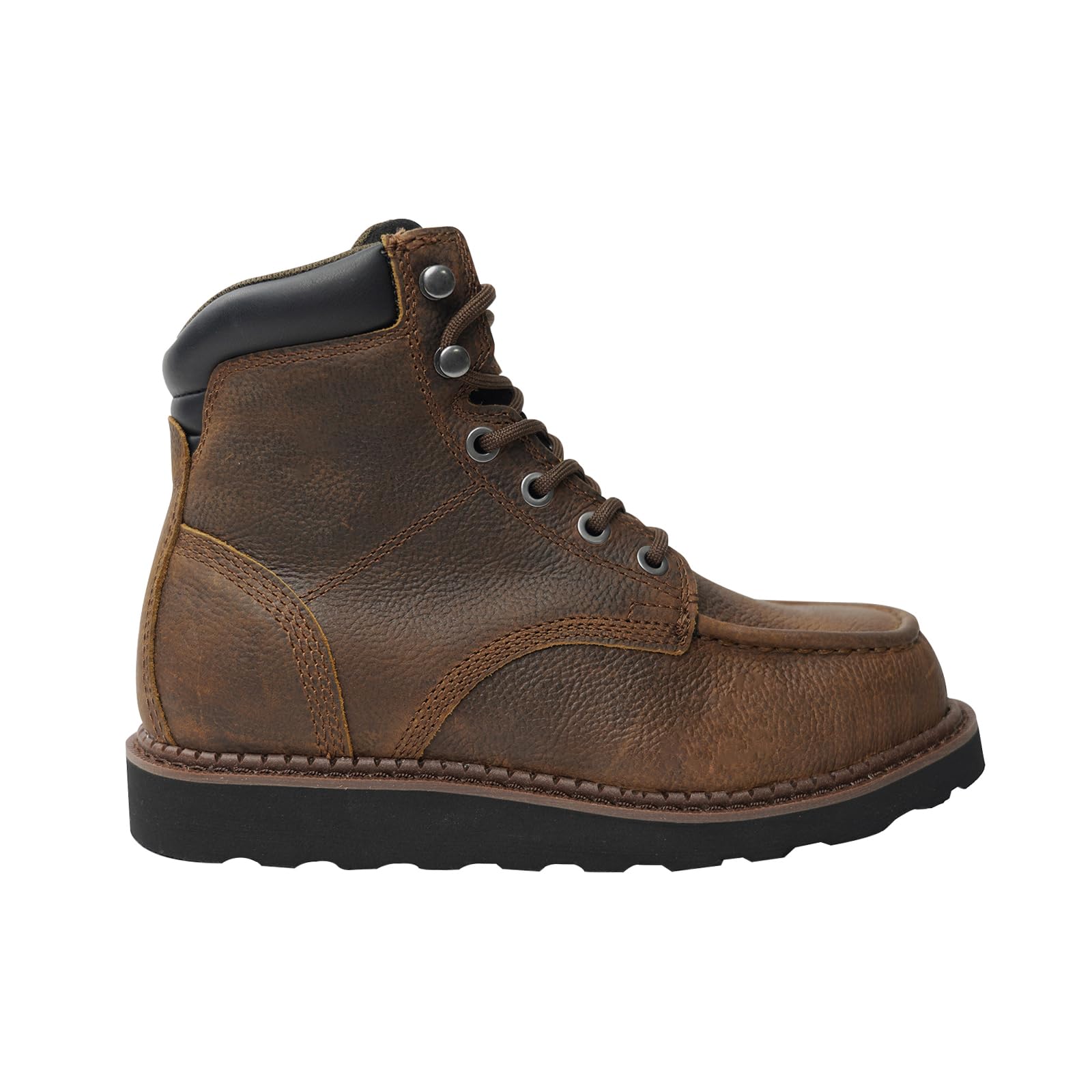 Vintage Leather Work Boots for Women - Lightweight ASTM Steel Toe Safety Shoes - Slip Resistant & Shock Absorbing - 2 Removable Insoles - All Season Work Boots for Construction, Warehouse & Outdoor Jobs