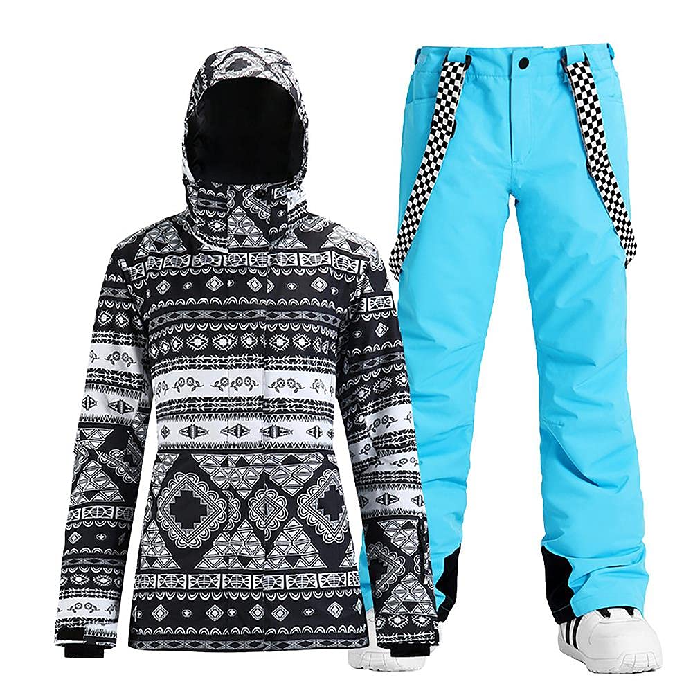 Women's Waterproof Windproof Ski Jacket and Pants Set - Warm Winter Snowsuit with Hood for Skiing & Snowboarding | Perfect for Mountain Resorts & Outdoor Winter Sports