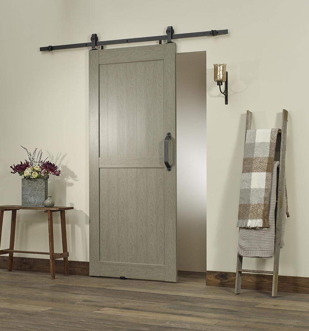 Montana Ready-to-Assemble PVC Barn Door Kit 36x84 Inches - Heather Grey Sliding Barn Door for Bedroom, Closet & Farmhouse Style Home Decor